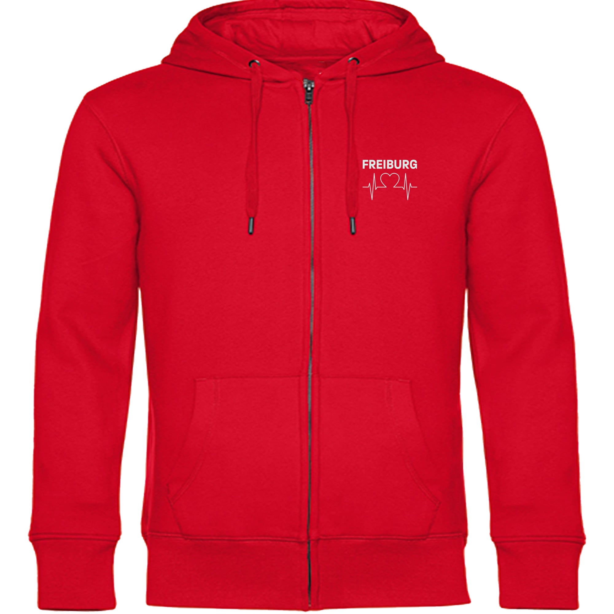 multifanshop Kapuzen Sweatshirt Jacke - Freiburg - Herzschlag - Druck wei&szlig; - Sweat - Bild 1