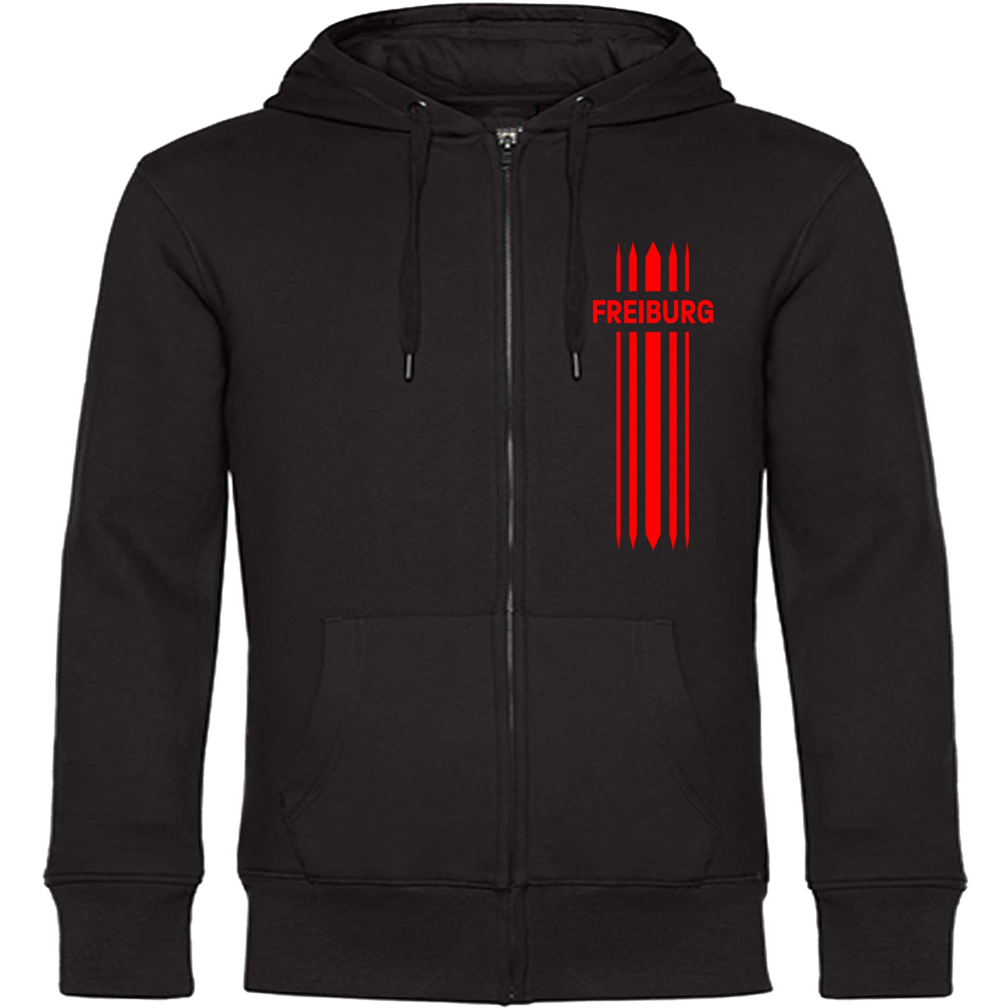 multifanshop Kapuzen Sweatshirt Jacke - Freiburg - Streifen - Druck rot - Jacke - Bild 1