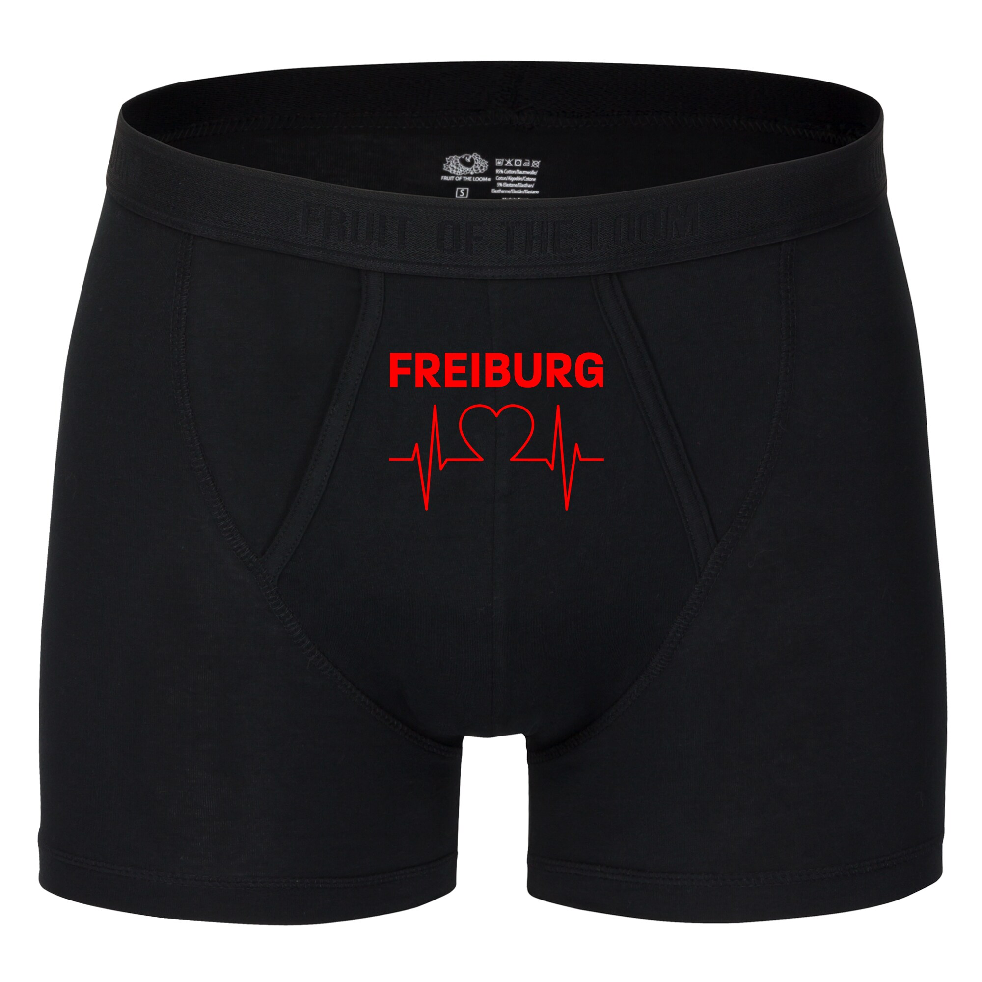 multifanshop Herren Boxer Short - Freiburg - Herzschlag - Druck rot - Unterw&auml;sche - Bild 1