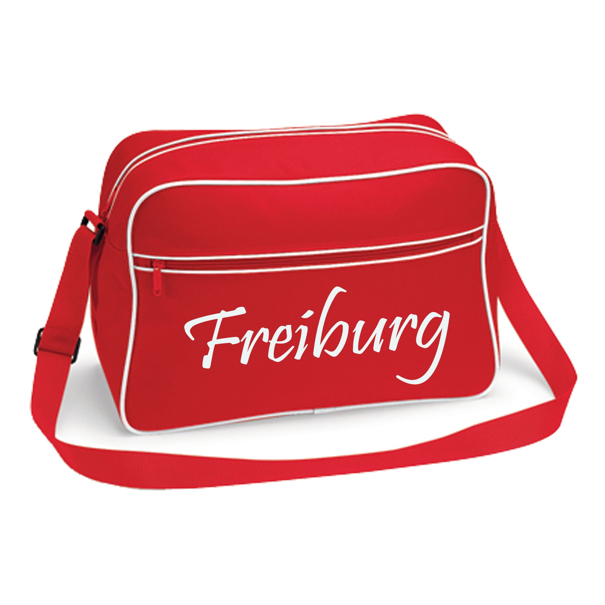 multifanshop Retrotasche - Freiburg - Schriftzug - Druck wei&szlig; - Tasche - Bild 1