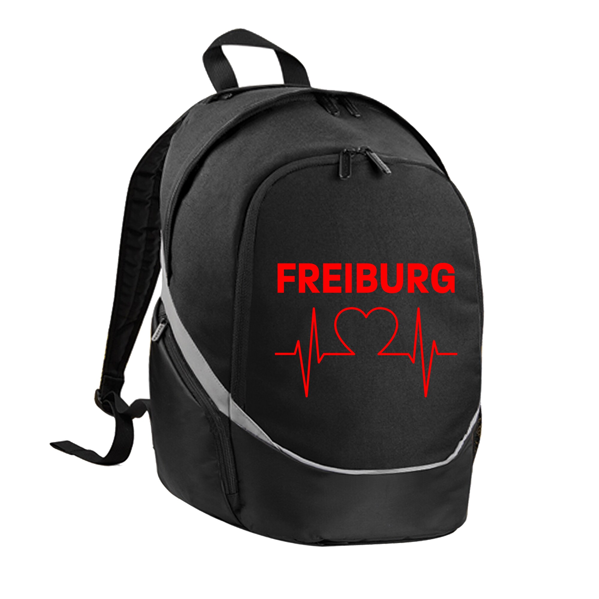 multifanshop Rucksack - Freiburg - Herzschlag - Druck rot - Tasche - Bild 1