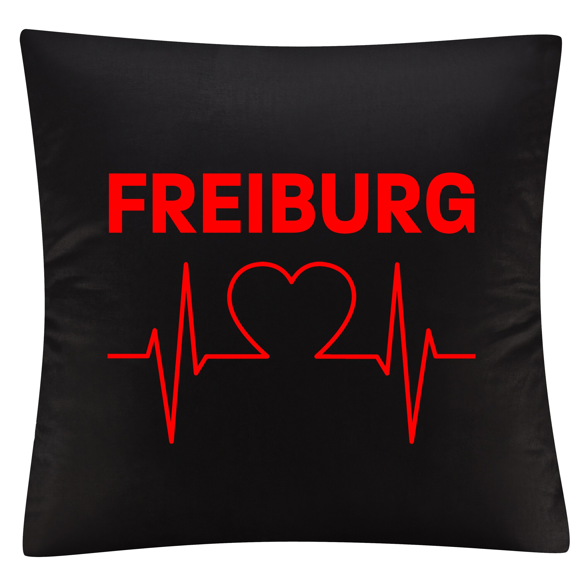 multifanshop Kissenbezug - Freiburg - Herzschlag - Druck rot - Kissen - Bild 1