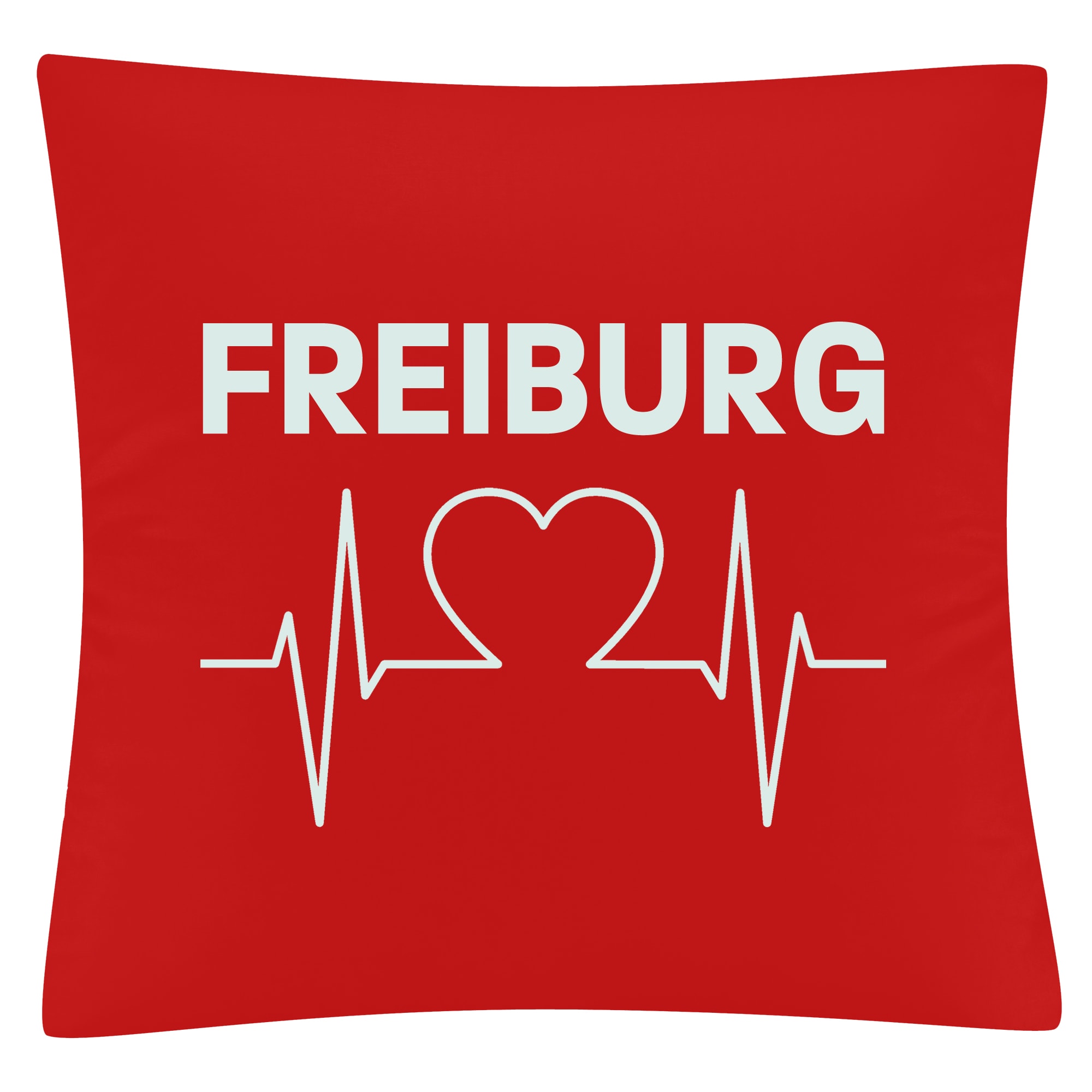 multifanshop Kissenbezug - Freiburg - Herzschlag - Druck wei&szlig; - Kissen - Bild 1