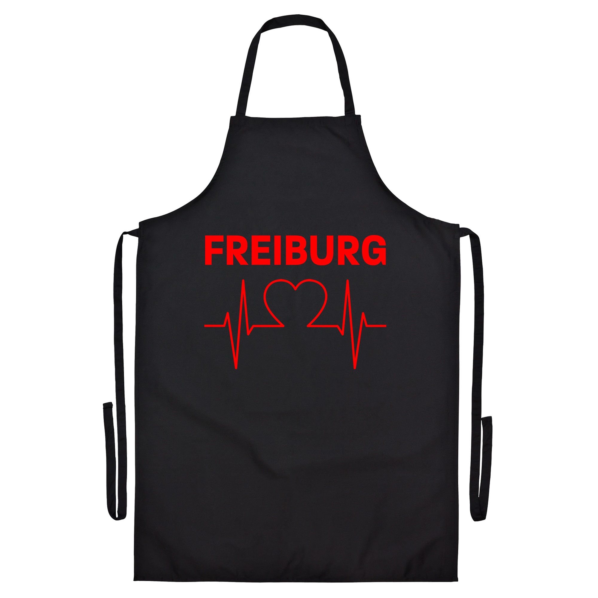multifanshop Grillsch&uuml;rze - Freiburg - Herzschlag - Druck rot - Sch&uuml;rze - Bild 1