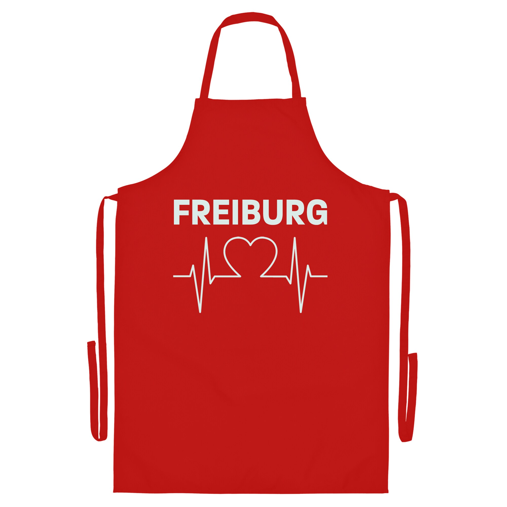 multifanshop Grillsch&uuml;rze - Freiburg - Herzschlag - Druck wei&szlig; - Sch&uuml;rze - Bild 1