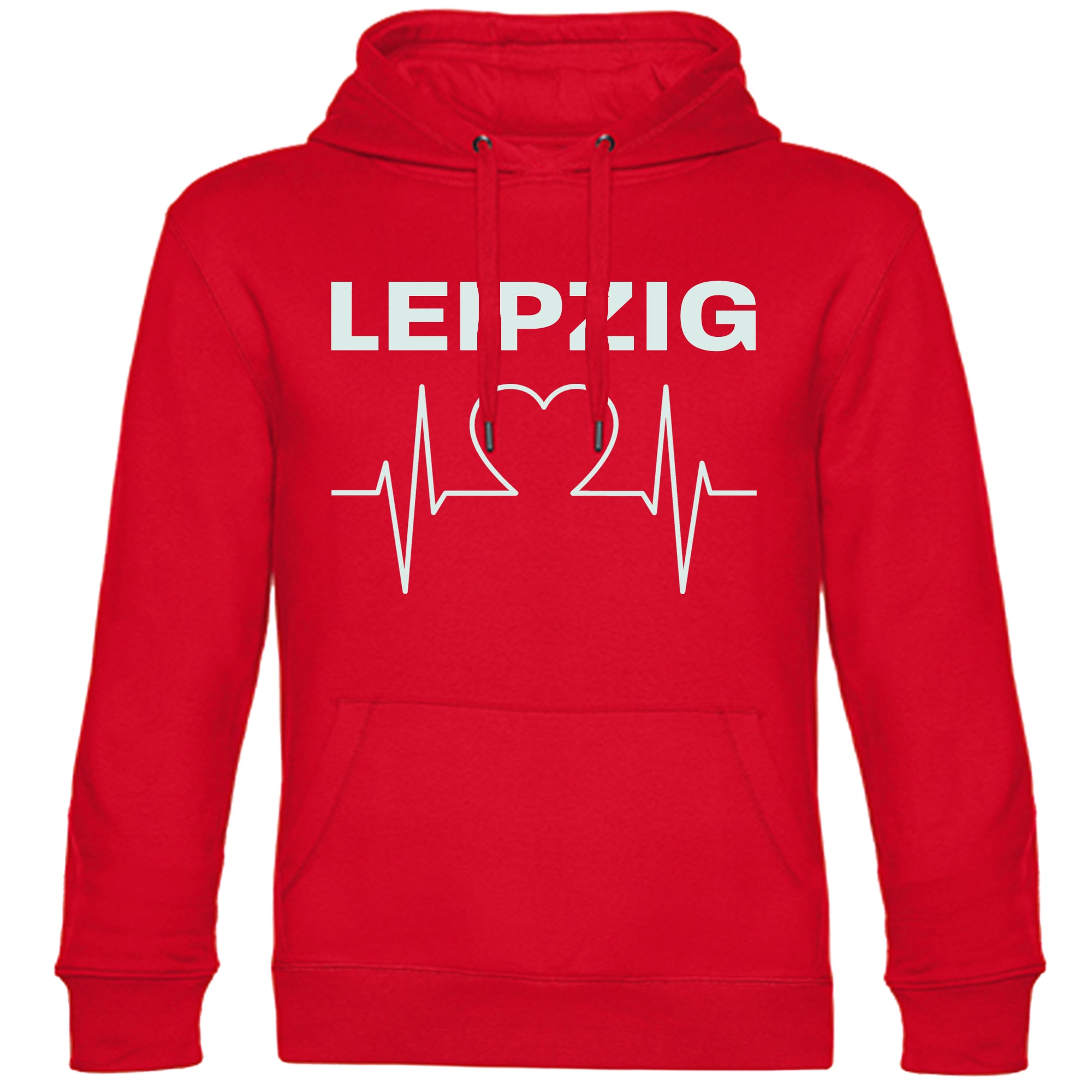 multifanshop Kapuzen Sweatshirt - Leipzig - Herzschlag - Druck wei&szlig; - Hoodie - Bild 1