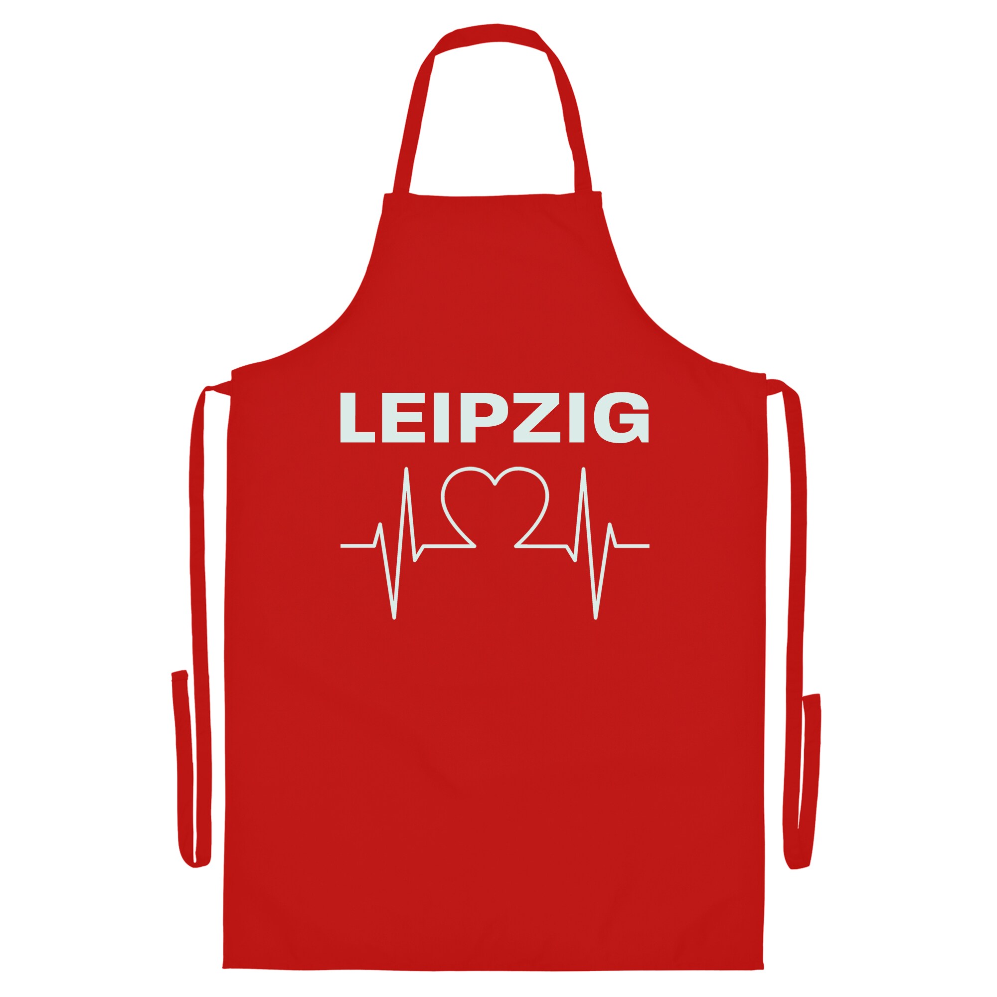 multifanshop Grillsch&uuml;rze - Leipzig - Herzschlag - Druck wei&szlig; - Sch&uuml;rze - Bild 1