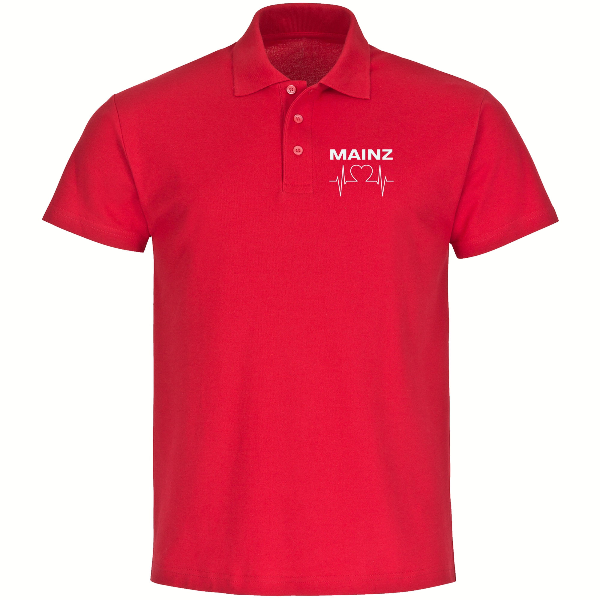 multifanshop Poloshirt - Mainz - Herzschlag - Druck wei&szlig; - Polo - Bild 1