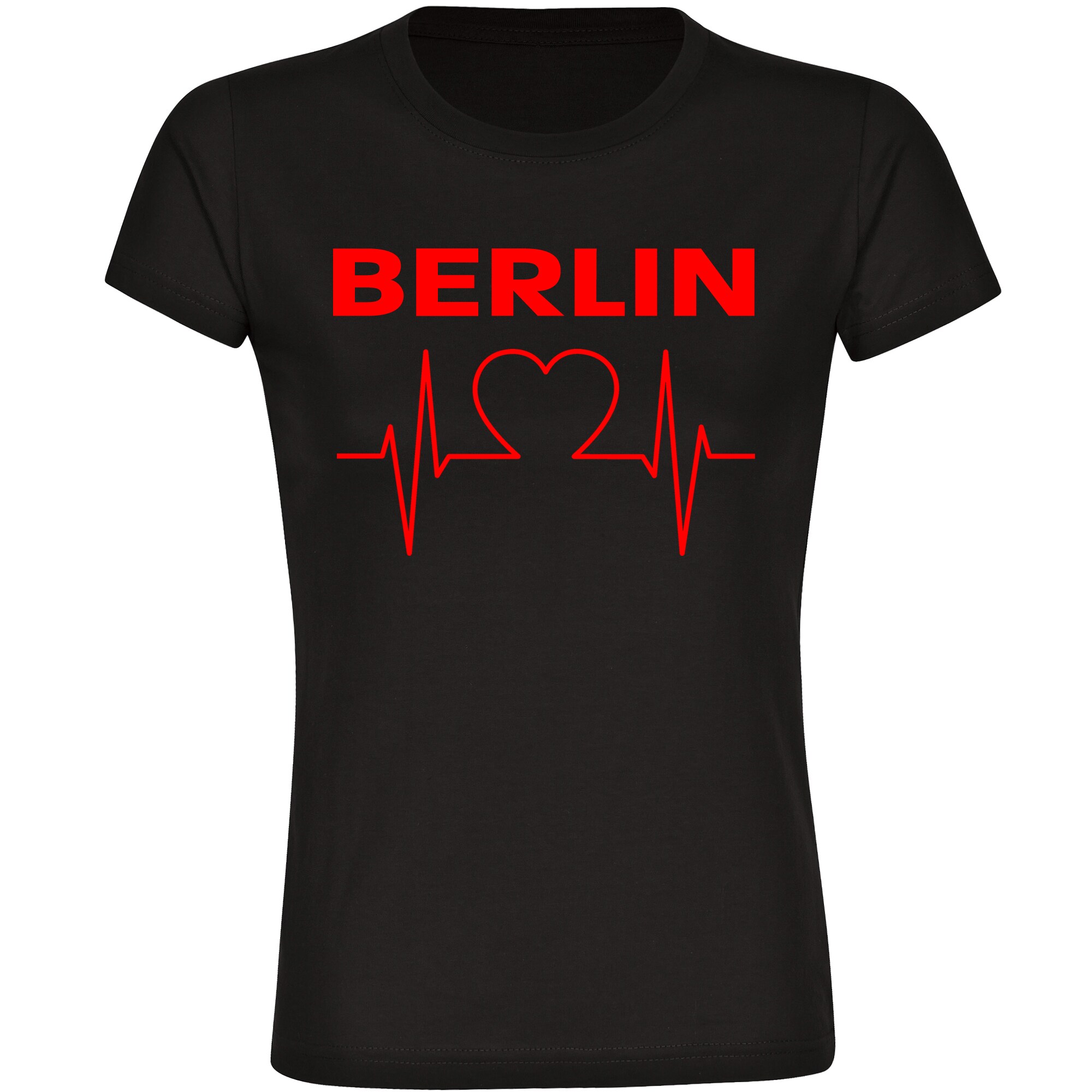 multifanshop Damen T-Shirt - Berlin rot - Herzschlag - Druck rot - Frauen - Bild 1