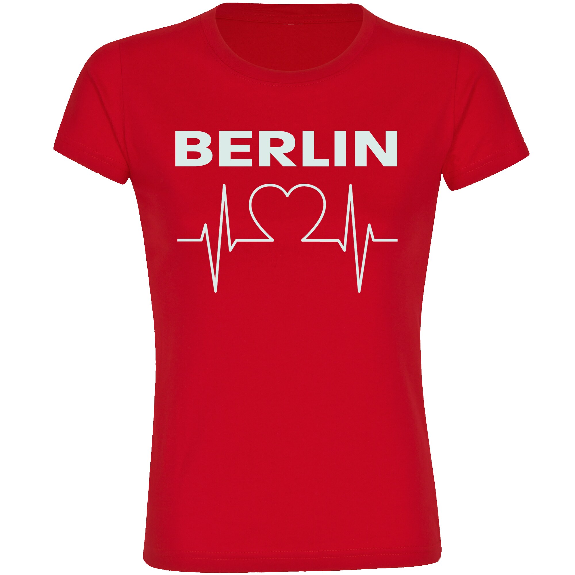 multifanshop Damen T-Shirt - Berlin rot - Herzschlag - Druck wei&szlig; - Frauen - Bild 1