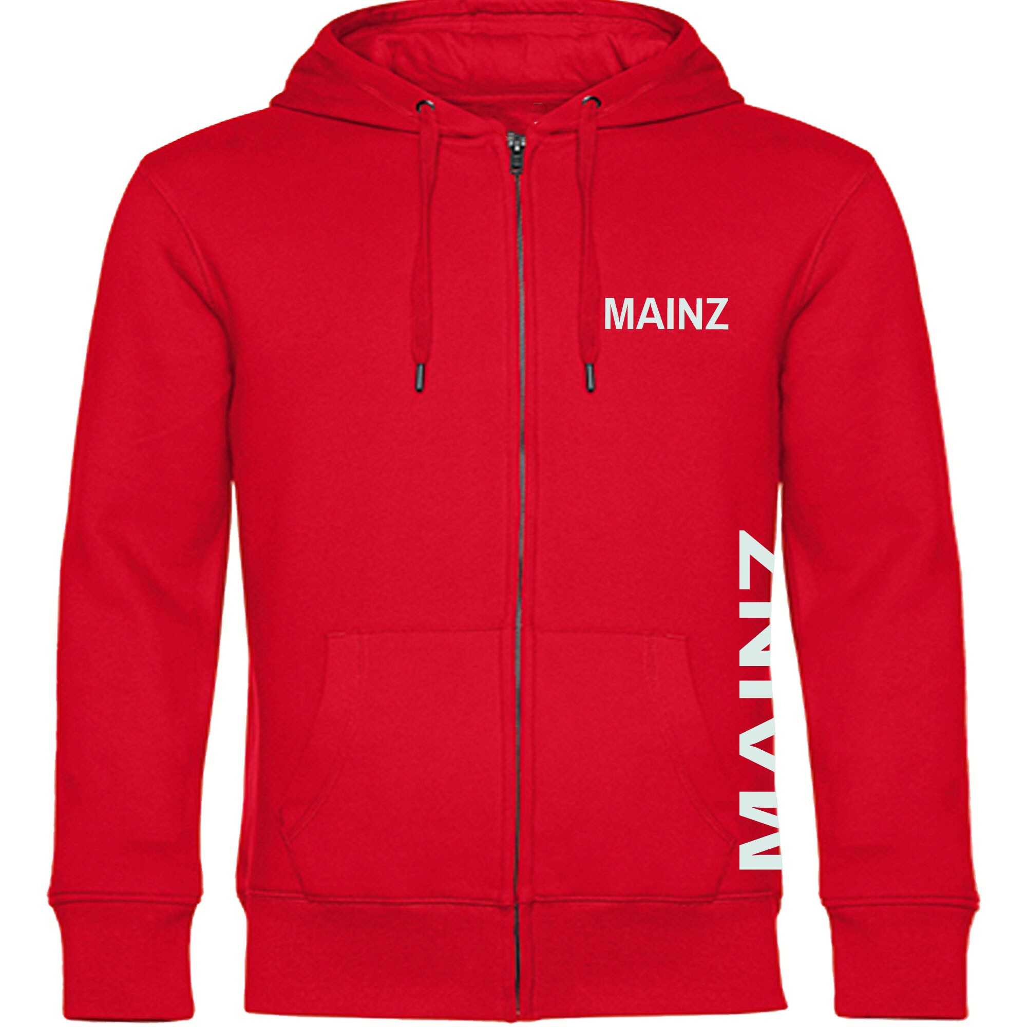 multifanshop Kapuzen Sweatshirt Jacke - Mainz - Brust & Seite - Druck wei&szlig; - Sweat - Bild 1