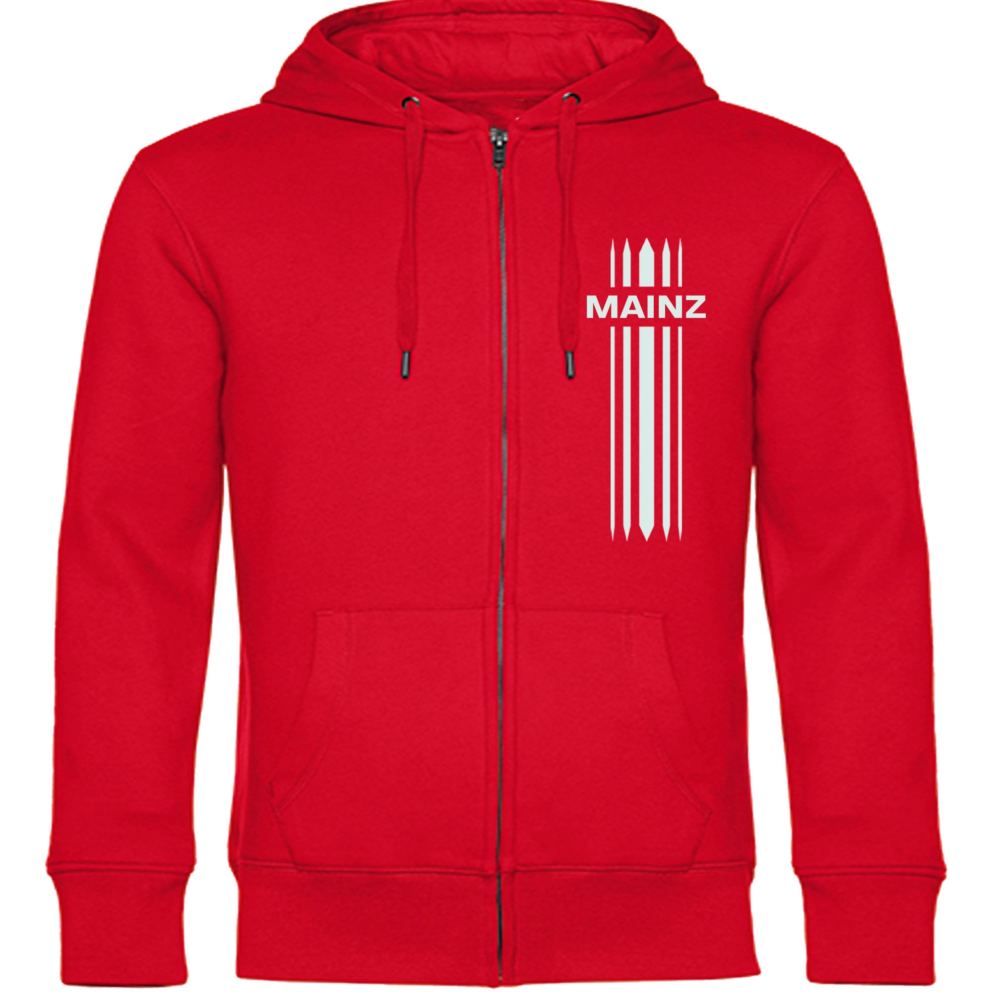 multifanshop Kapuzen Sweatshirt Jacke - Mainz - Streifen - Druck wei&szlig; - Sweat - Bild 1