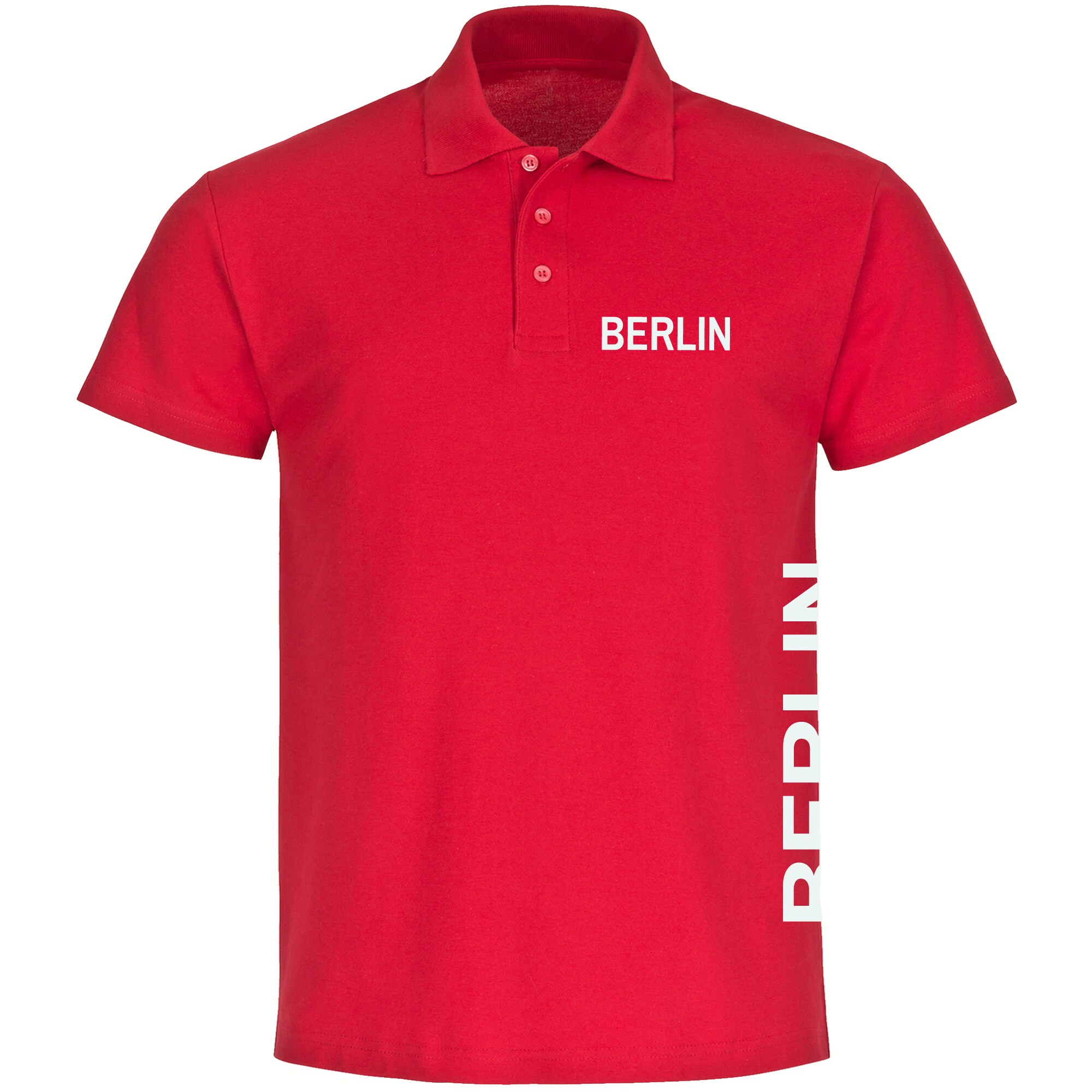 multifanshop Poloshirt - Berlin rot - Brust & Seite - Druck wei&szlig; - Polo - Bild 1