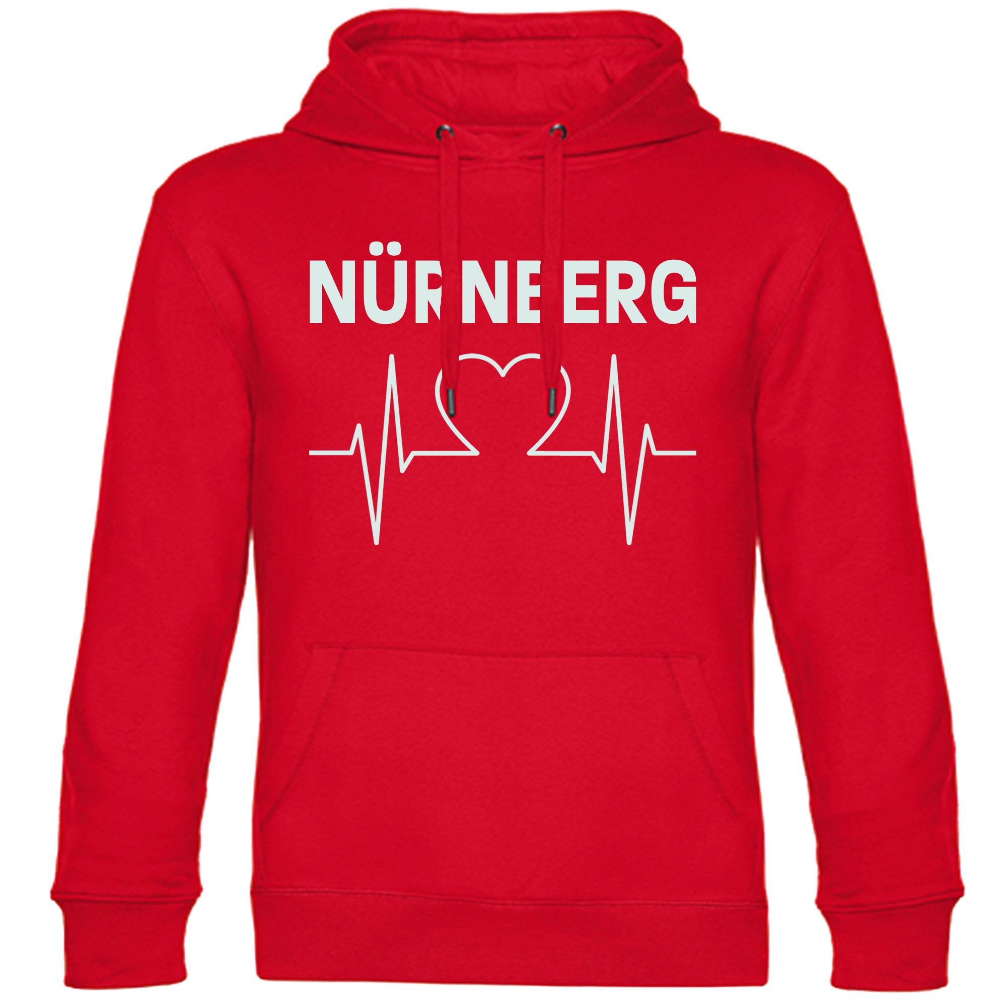 multifanshop Kapuzen Sweatshirt - N&uuml;rnberg - Herzschlag - Druck wei&szlig; - Hoodie - Bild 1