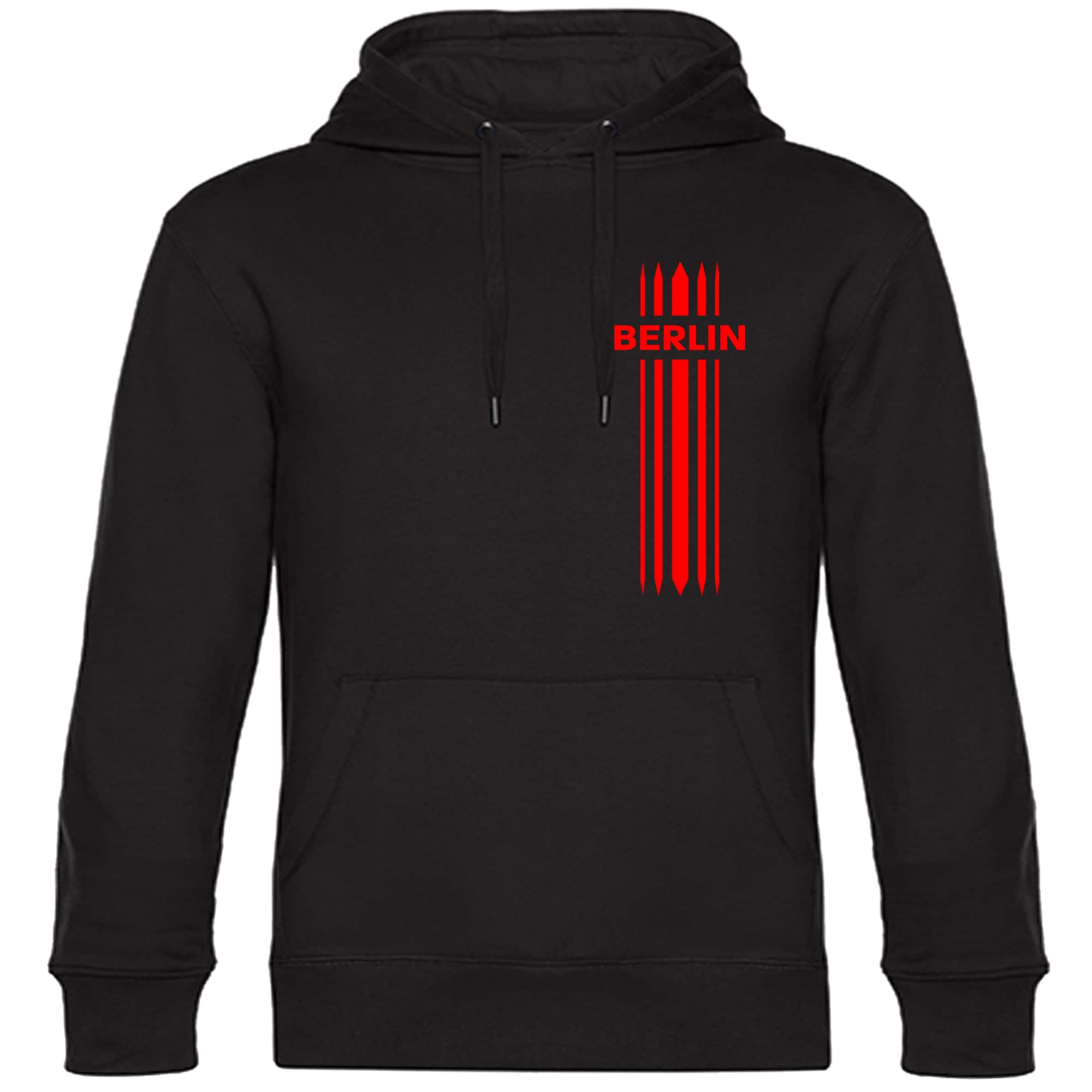 multifanshop Kapuzen Sweatshirt - Berlin rot - Streifen - Druck rot - Hoodie - Bild 1