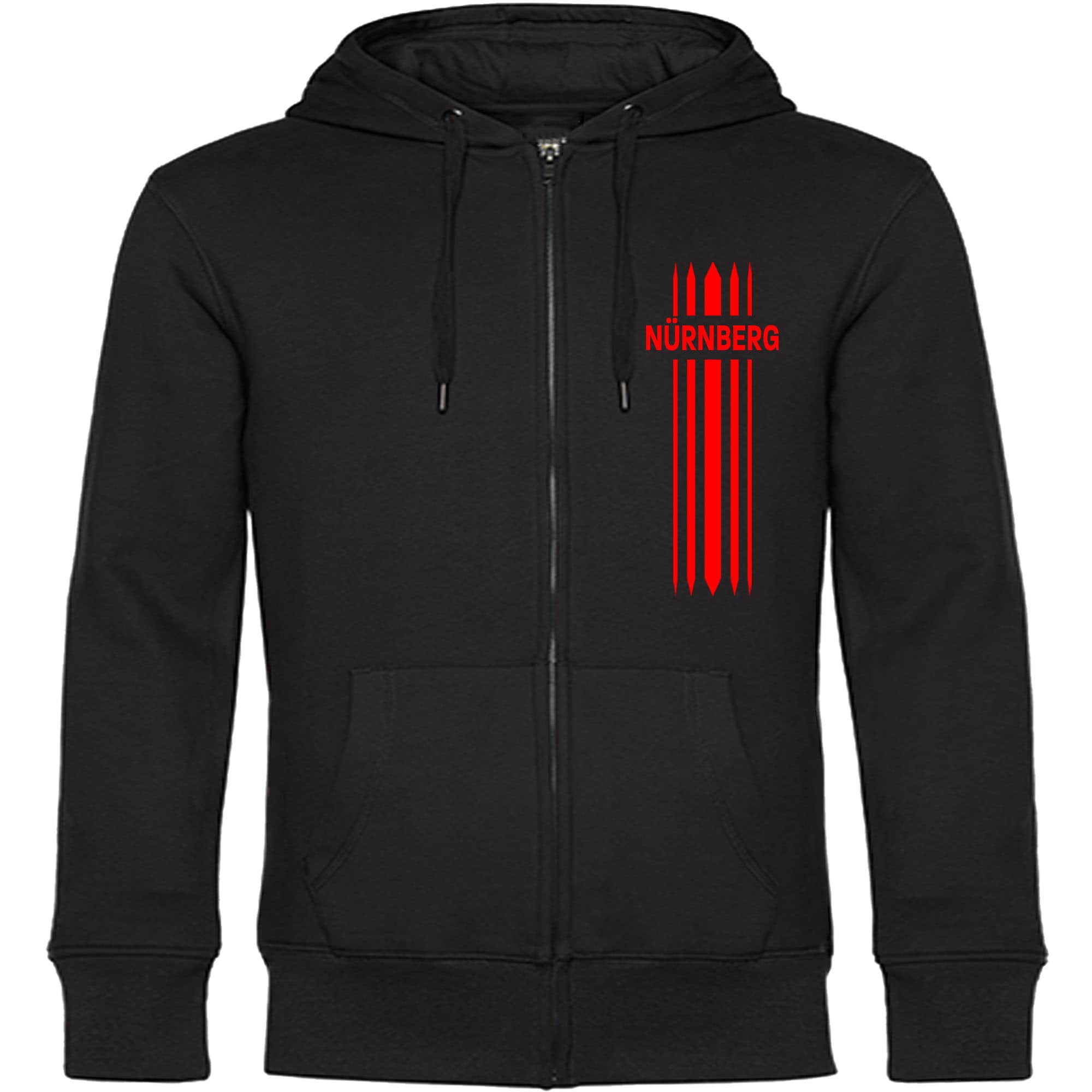 multifanshop Kapuzen Sweatshirt Jacke - N&uuml;rnberg - Streifen - Druck rot - Sweat - Bild 1