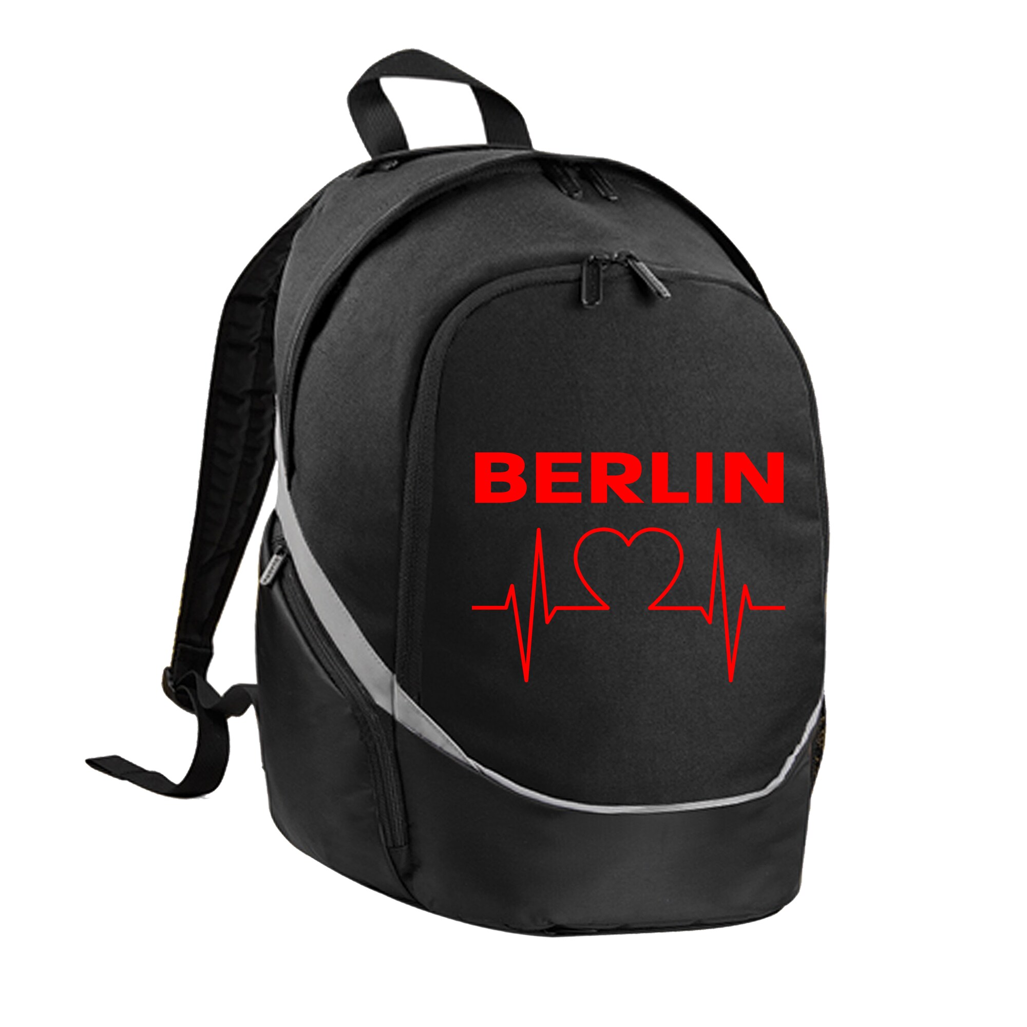 multifanshop Rucksack - Berlin rot - Herzschlag - Druck rot - Tasche - Bild 1