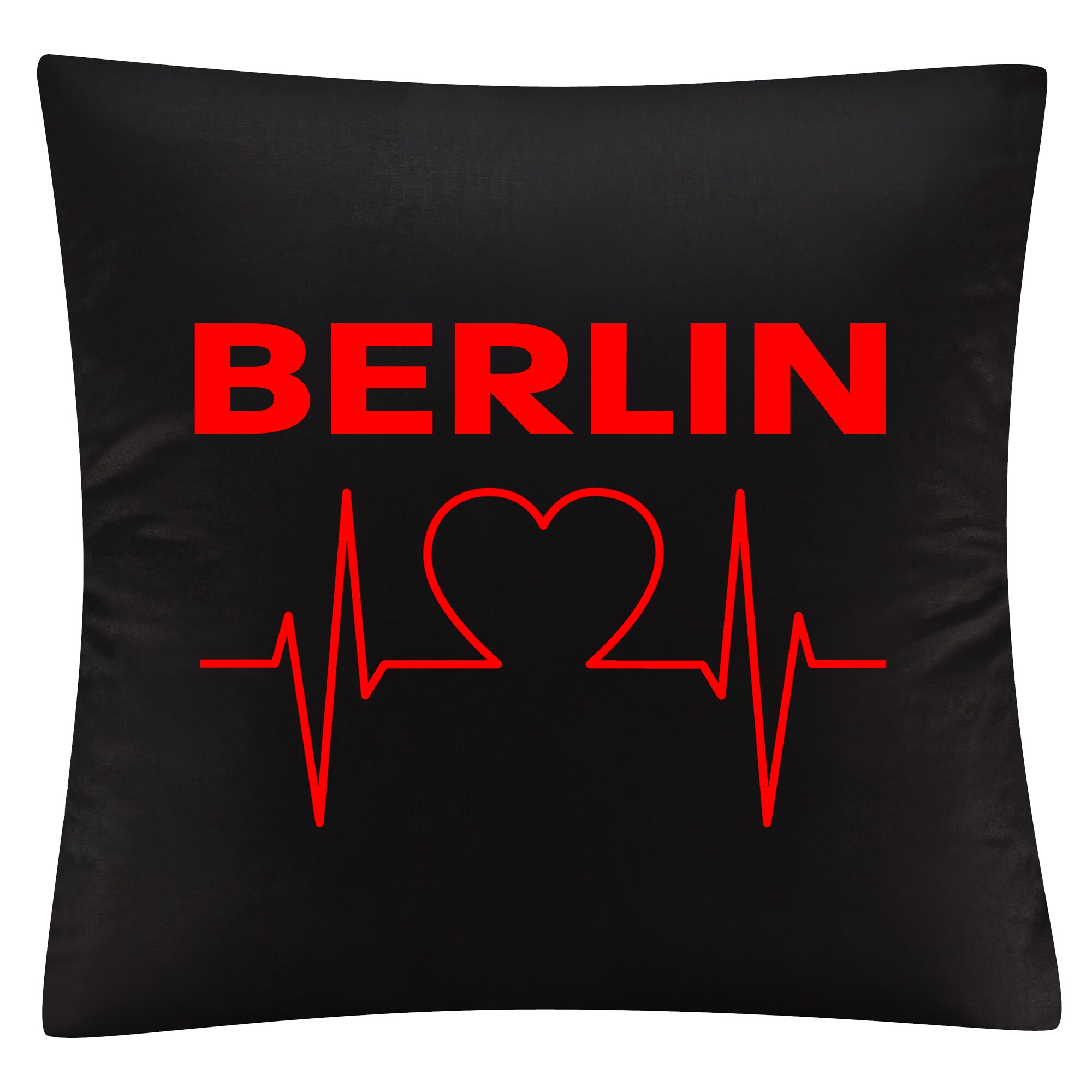multifanshop Kissenbezug - Berlin rot - Herzschlag - Druck rot - Kissen - Bild 1