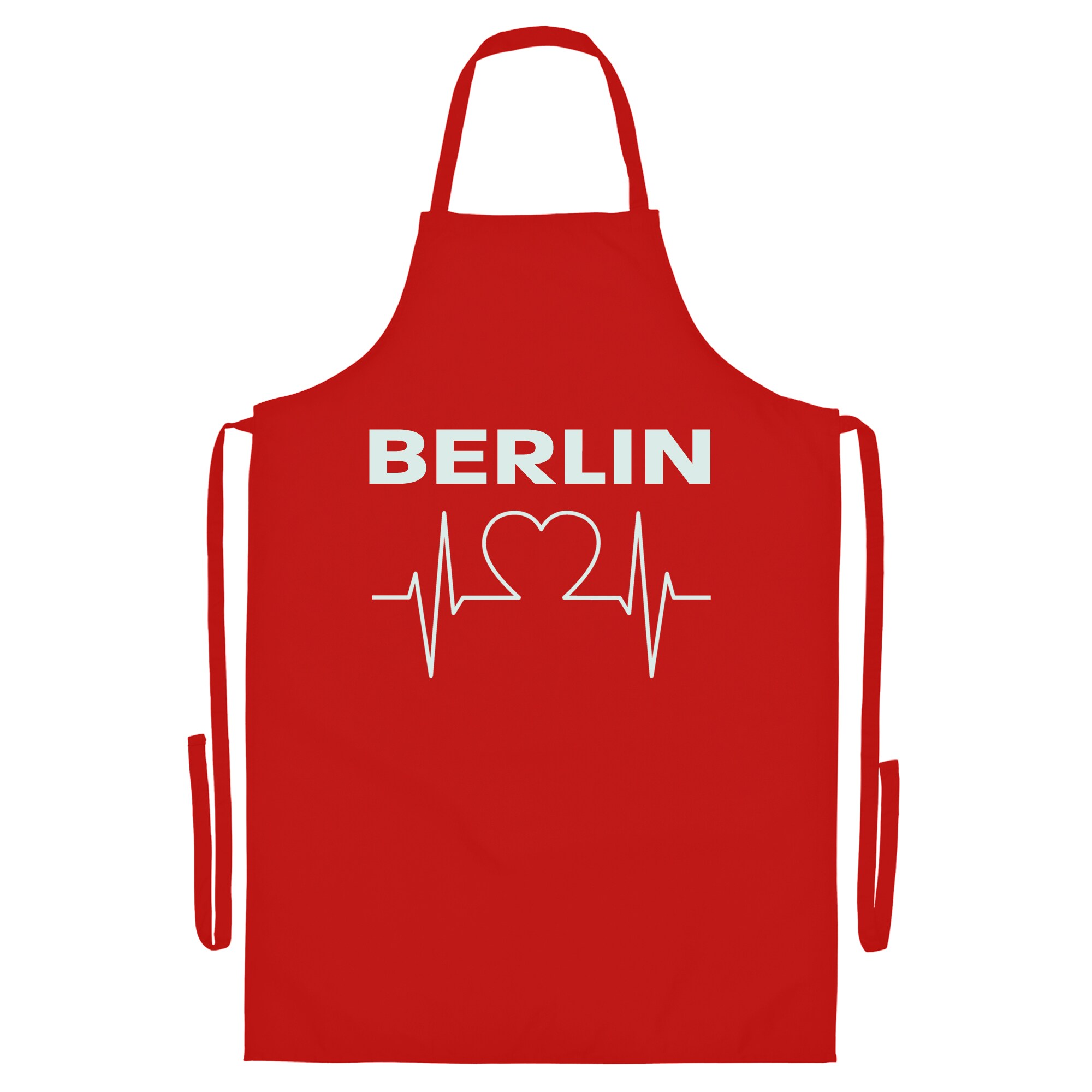 multifanshop Grillsch&uuml;rze - Berlin rot - Herzschlag - Druck wei&szlig; - Sch&uuml;rze - Bild 1