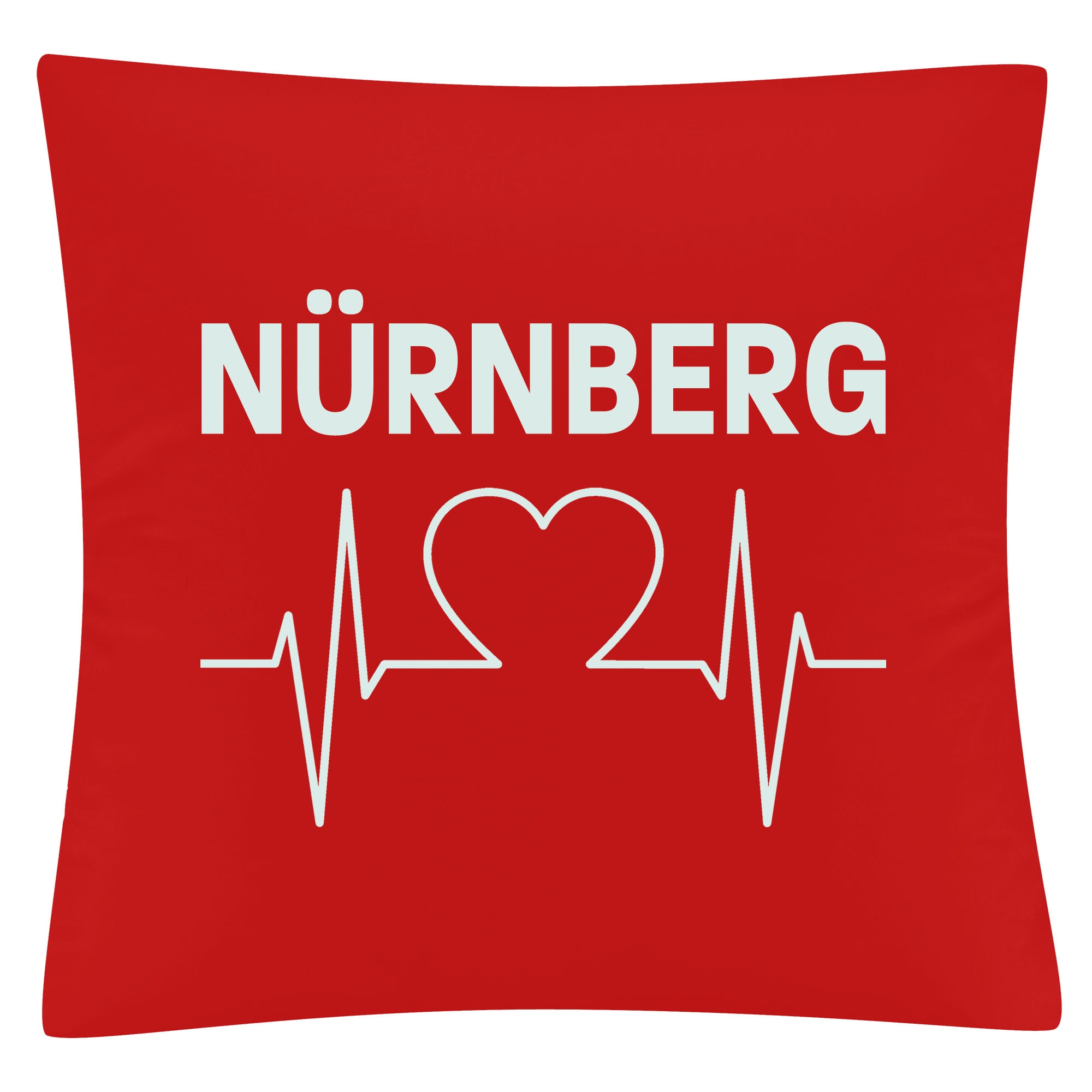multifanshop Kissenbezug - N&uuml;rnberg - Herzschlag - Druck wei&szlig; - Kissen - Bild 1