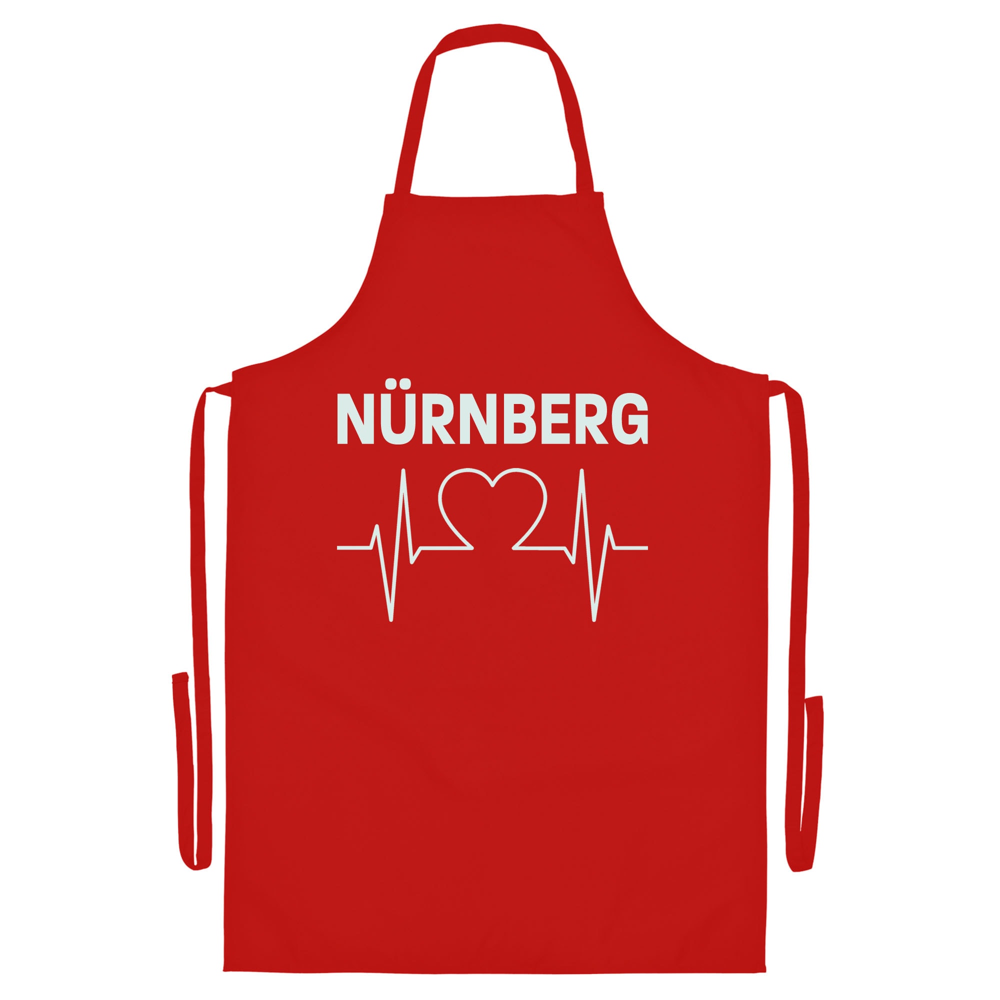 multifanshop Grillsch&uuml;rze - N&uuml;rnberg - Herzschlag - Druck wei&szlig; - Sch&uuml;rze - Bild 1