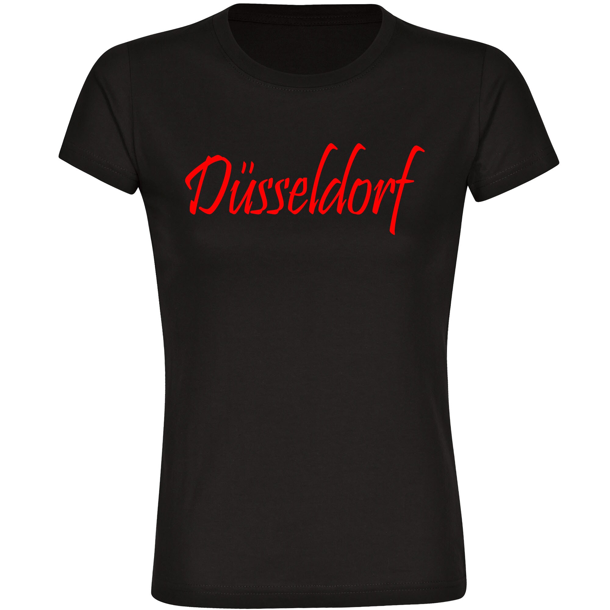 multifanshop Damen T-Shirt - D&uuml;sseldorf - Schriftzug - Druck rot - Frauen - Bild 1