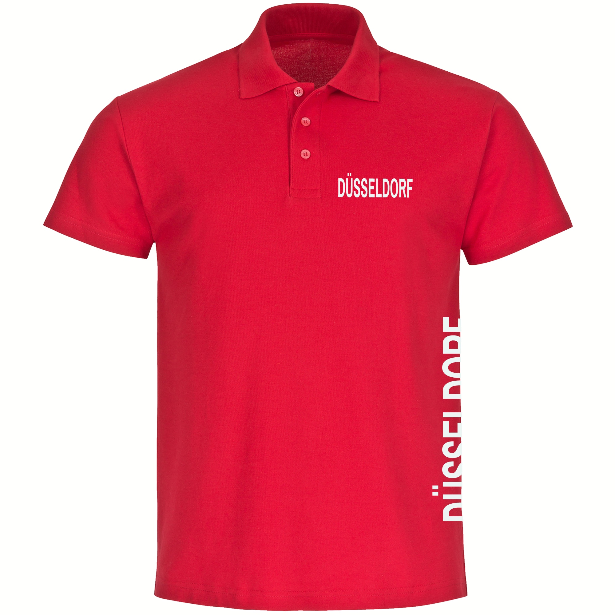 multifanshop Poloshirt - D&uuml;sseldorf - Brust & Seite - Druck wei&szlig; - Polo - Bild 1