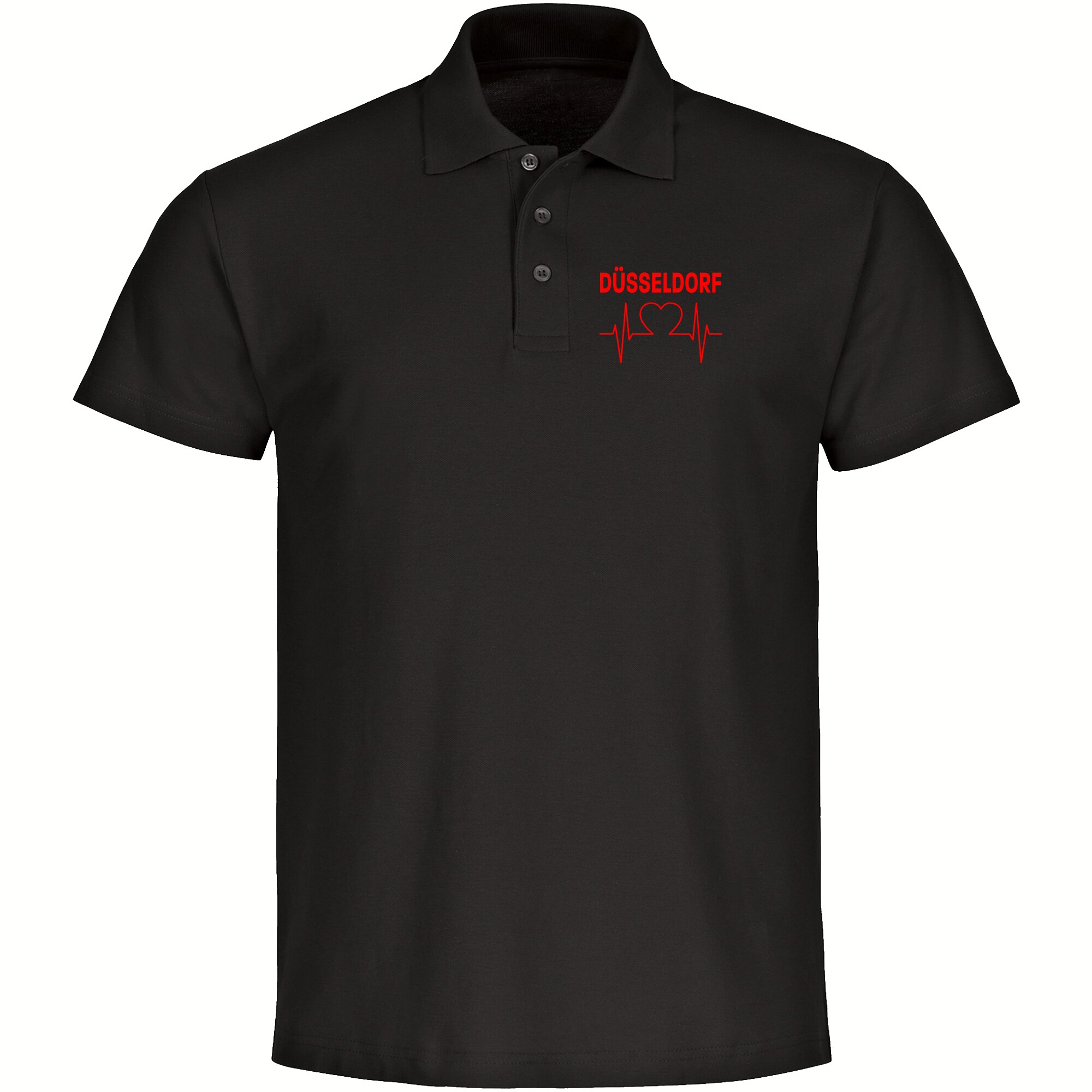 multifanshop Poloshirt - D&uuml;sseldorf - Herzschlag - Druck rot - Polo - Bild 1