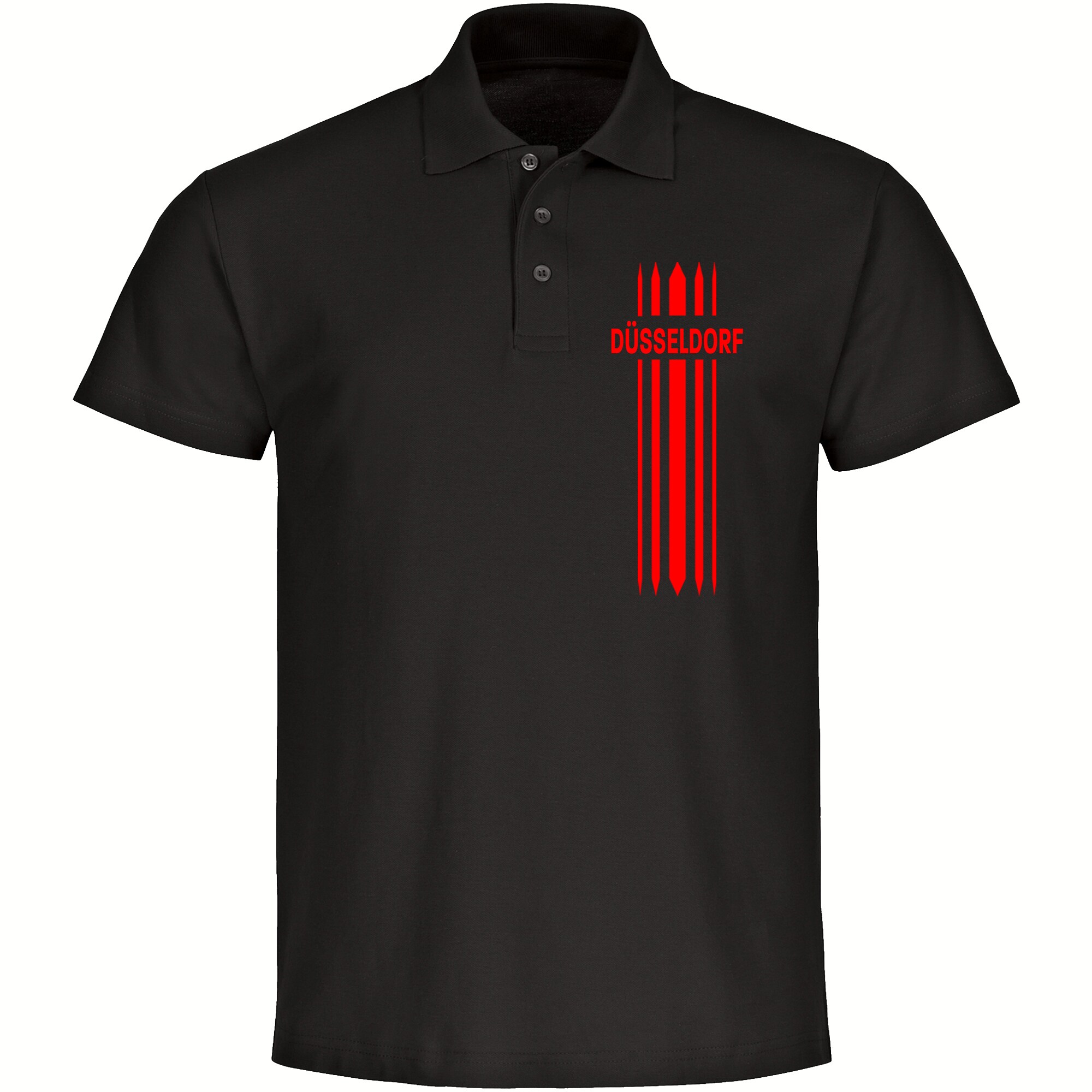 multifanshop Poloshirt - D&uuml;sseldorf - Streifen - Druck rot - Polo - Bild 1