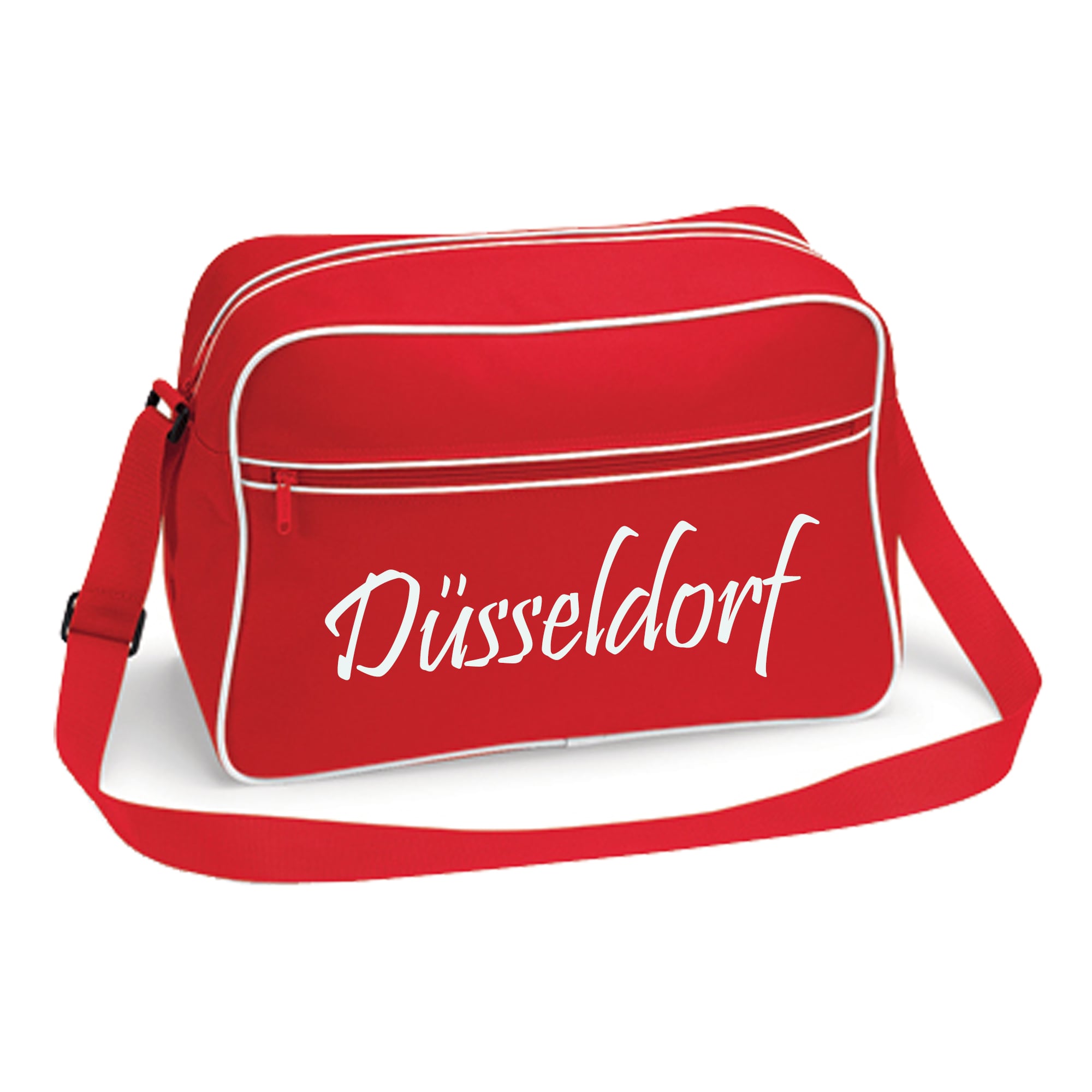 multifanshop Retrotasche - D&uuml;sseldorf - Schriftzug - Druck wei&szlig; - Tasche - Bild 1