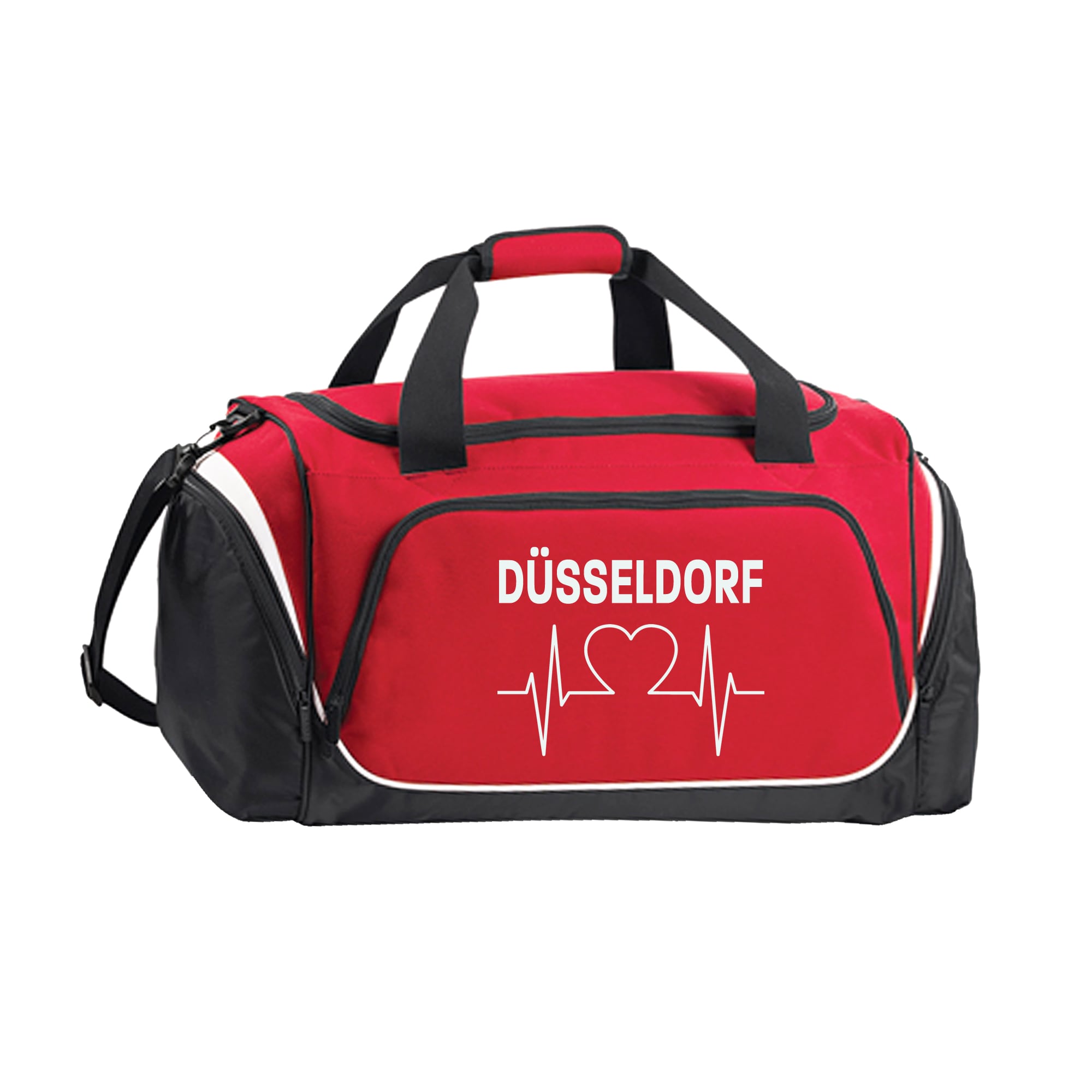 multifanshop Sporttasche - D&uuml;sseldorf - Herzschlag - Druck wei&szlig; - Tasche - Bild 1
