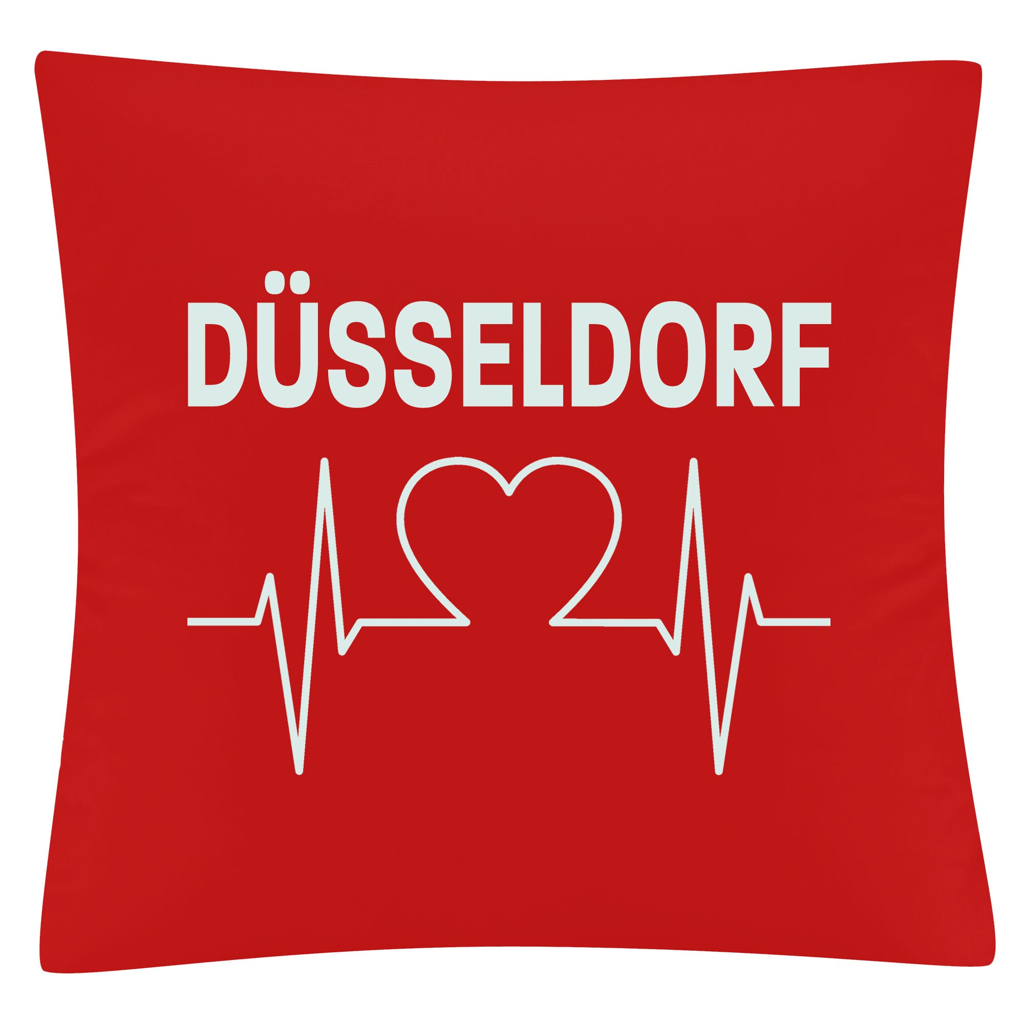 multifanshop Kissenbezug - D&uuml;sseldorf - Herzschlag - Druck wei&szlig; - Kissen - Bild 1