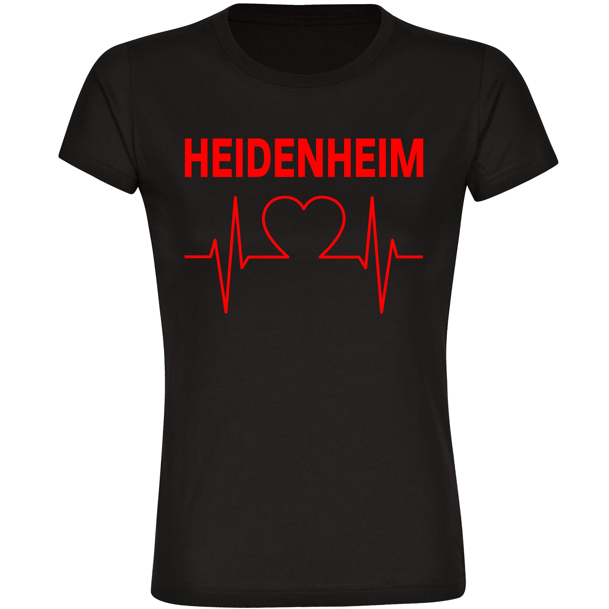 multifanshop Damen T-Shirt - Heidenheim - Herzschlag - Druck rot - Frauen - Bild 1