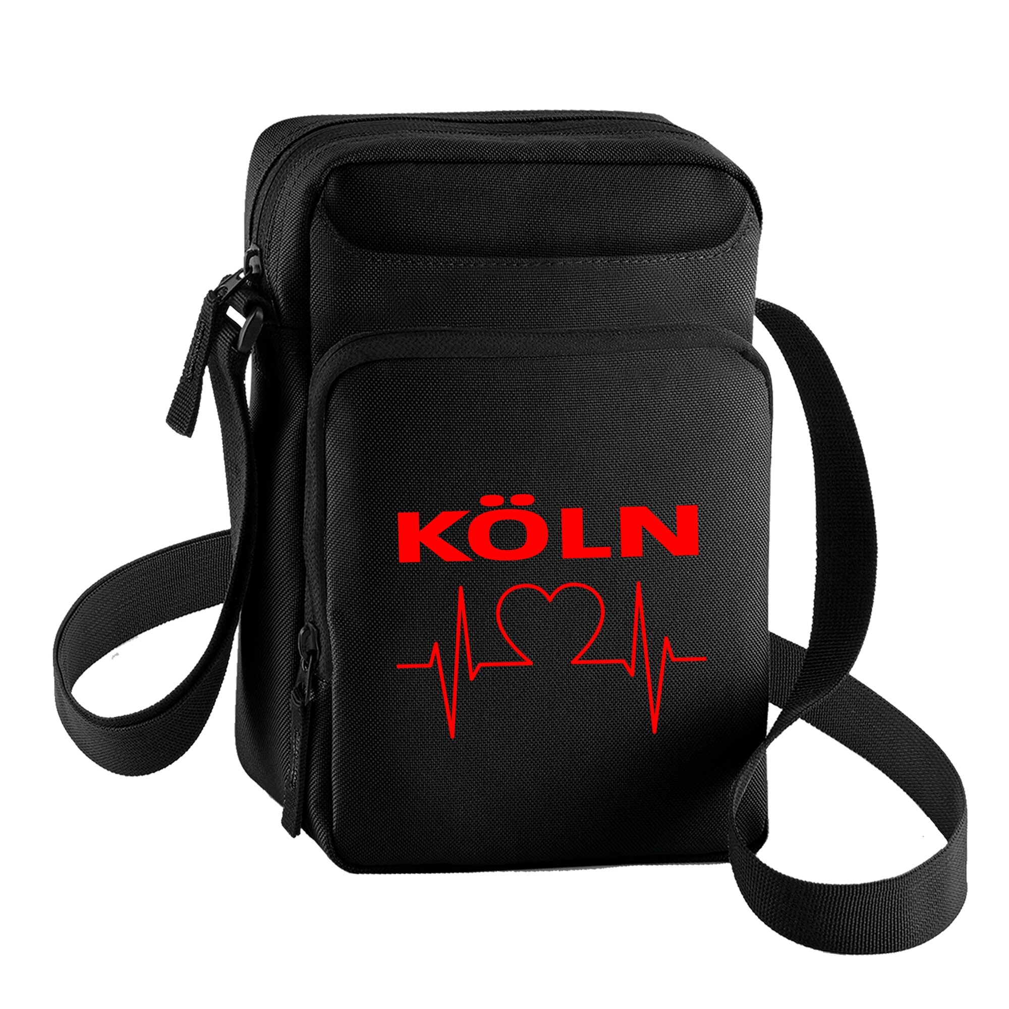 multifanshop Umh&auml;ngetasche - K&ouml;ln - Herzschlag - Druck rot - Tasche - Bild 1