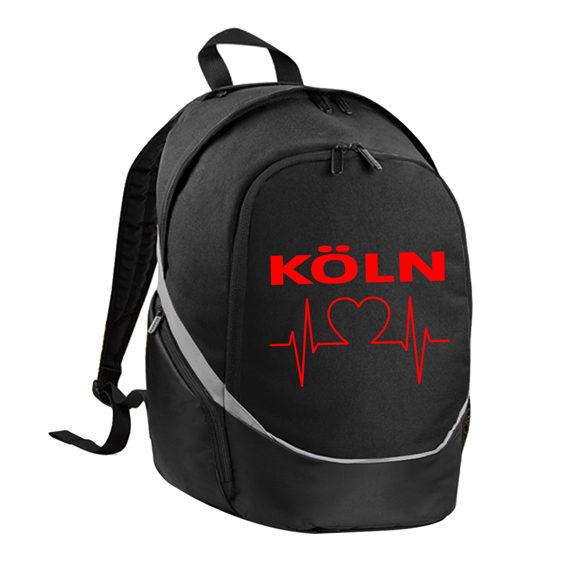 multifanshop Rucksack - K&ouml;ln - Herzschlag - Druck rot - Tasche - Bild 1