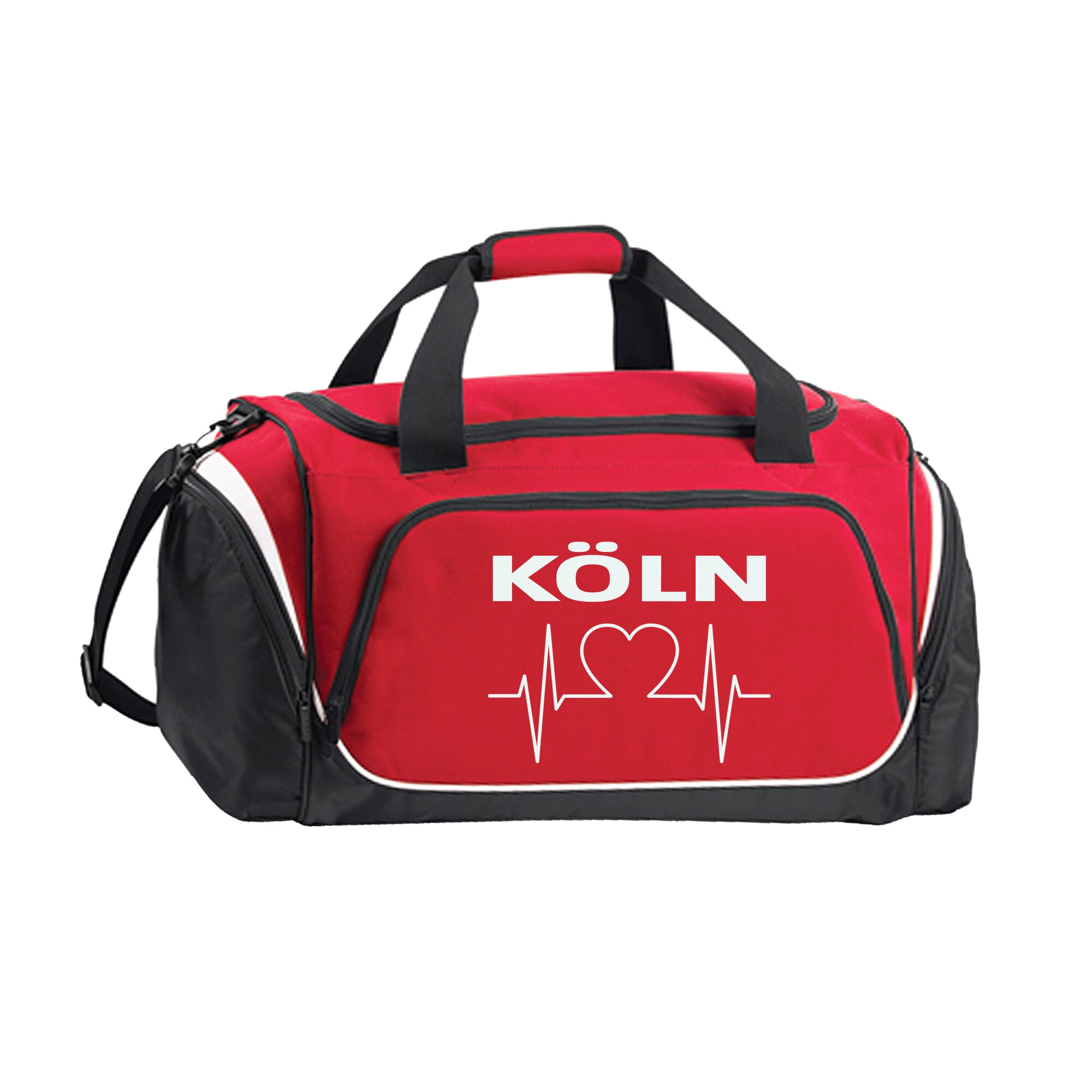 multifanshop Sporttasche - K&ouml;ln - Herzschlag - Druck wei&szlig; - Tasche - Bild 1