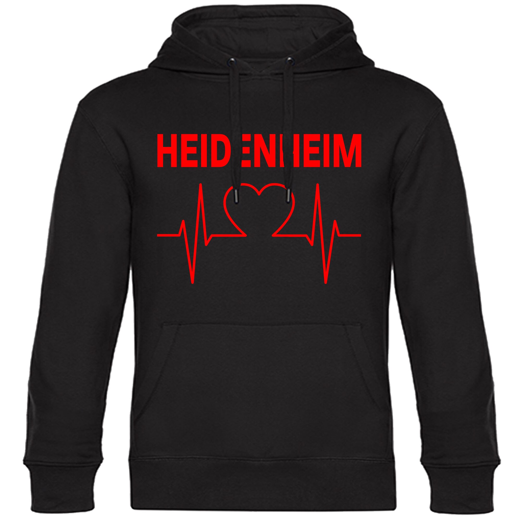 multifanshop Kapuzen Sweatshirt - Heidenheim - Herzschlag - Druck rot - Hoodie - Bild 1