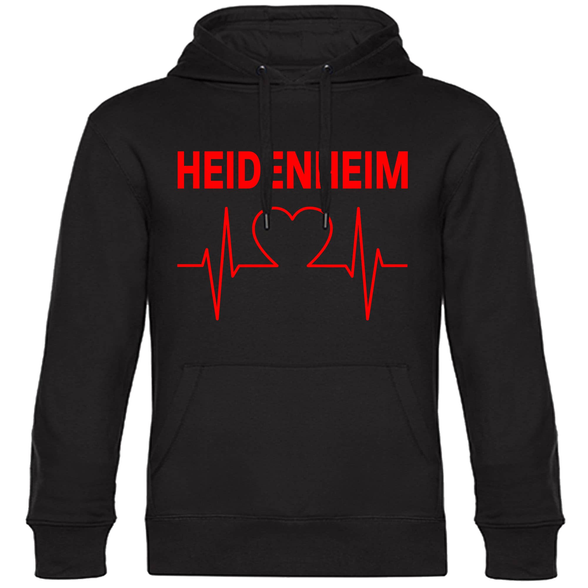 multifanshop Kapuzen Sweatshirt - Heidenheim - Herzschlag - Druck rot - Hoodie - Bild 1