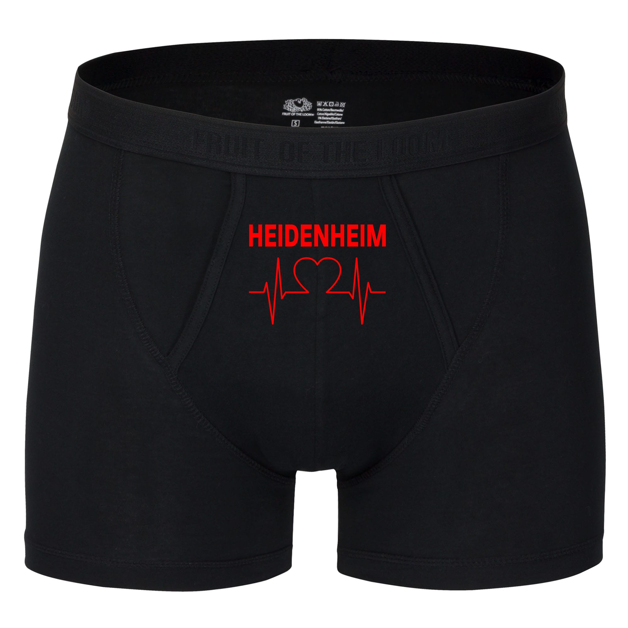 multifanshop Herren Boxer Short - Heidenheim - Herzschlag - Druck rot - Unterw&auml;sche - Bild 1