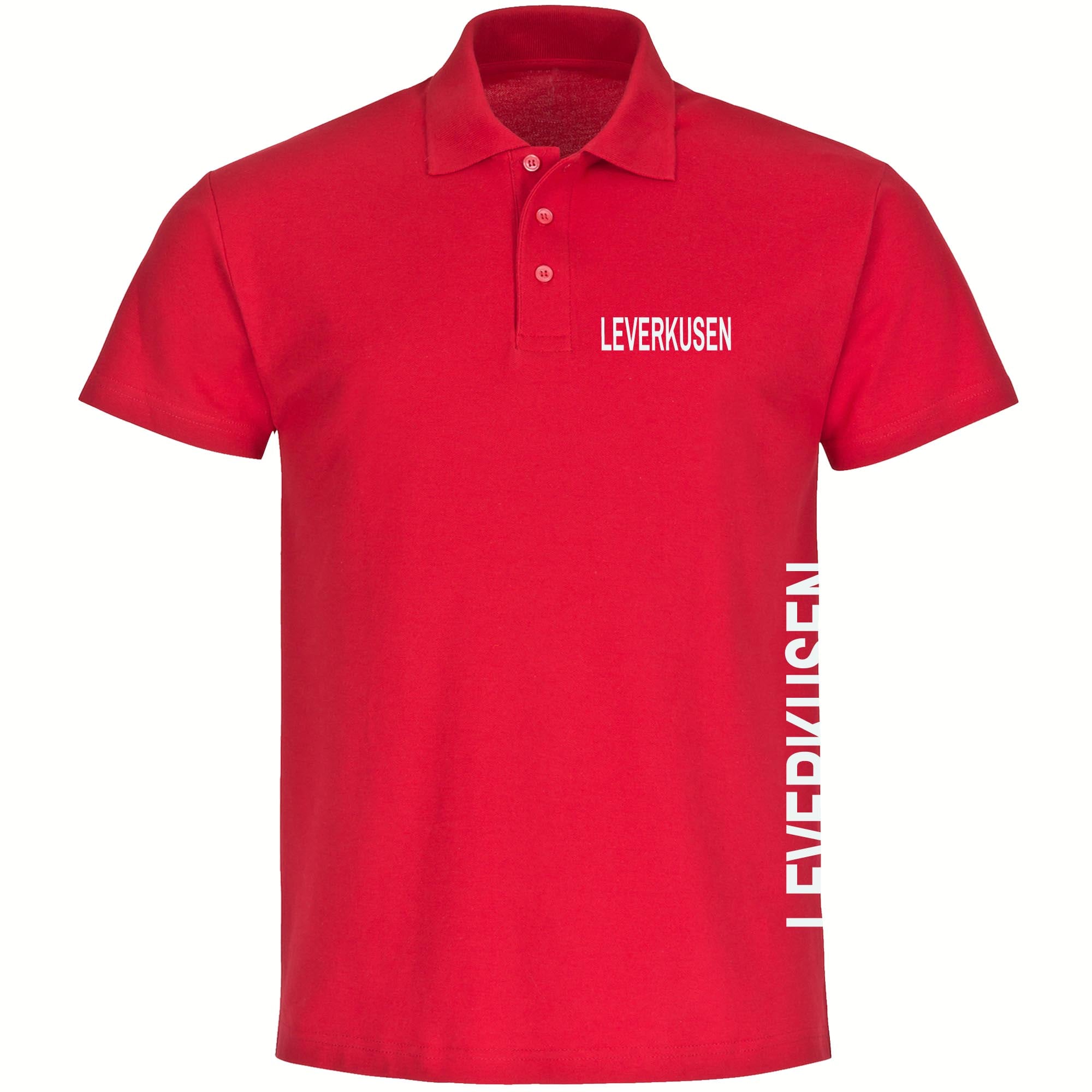 multifanshop Poloshirt - Leverkusen - Brust & Seite - Druck wei&szlig; - Polo - Bild 1