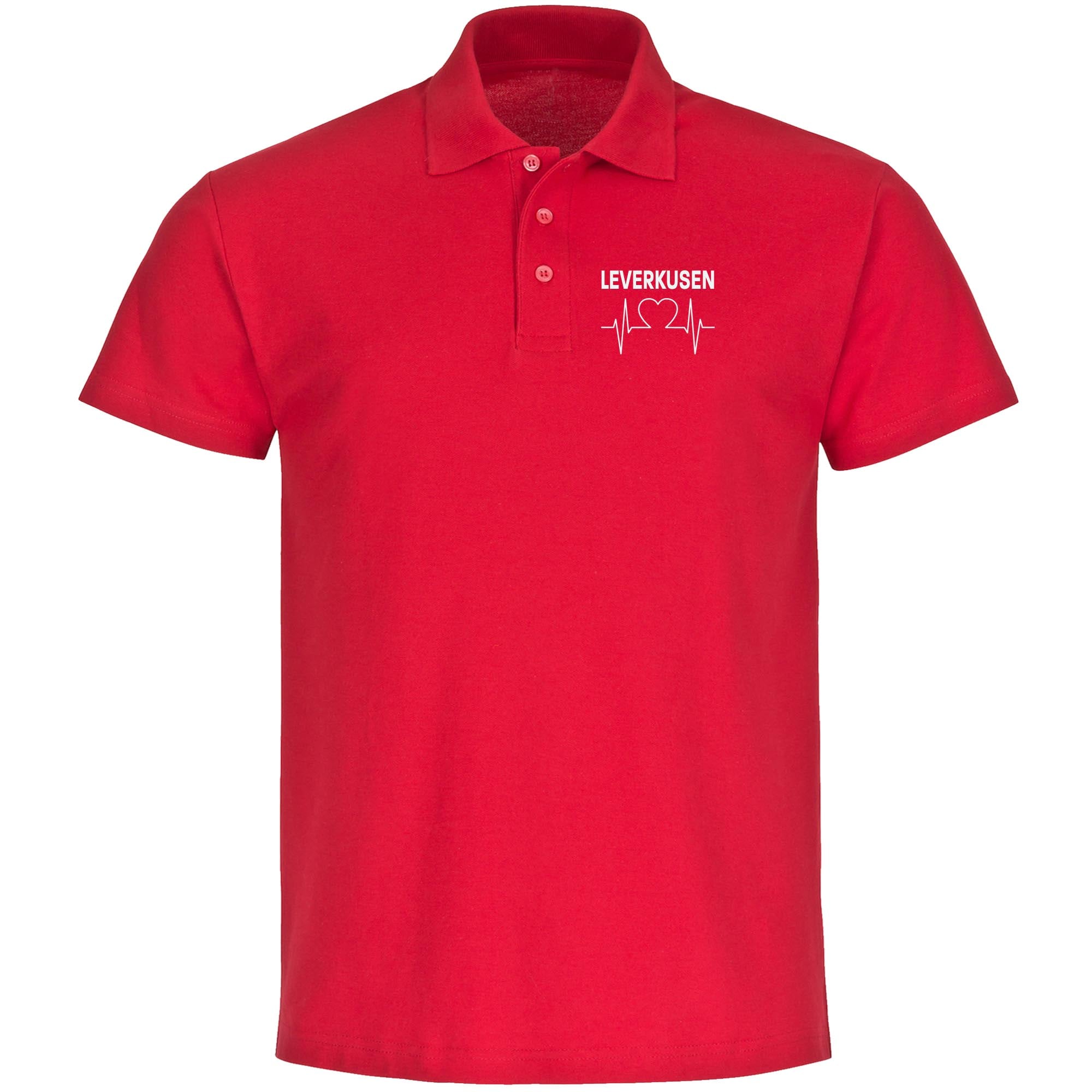 multifanshop Poloshirt - Leverkusen - Herzschlag - Druck wei&szlig; - Polo - Bild 1