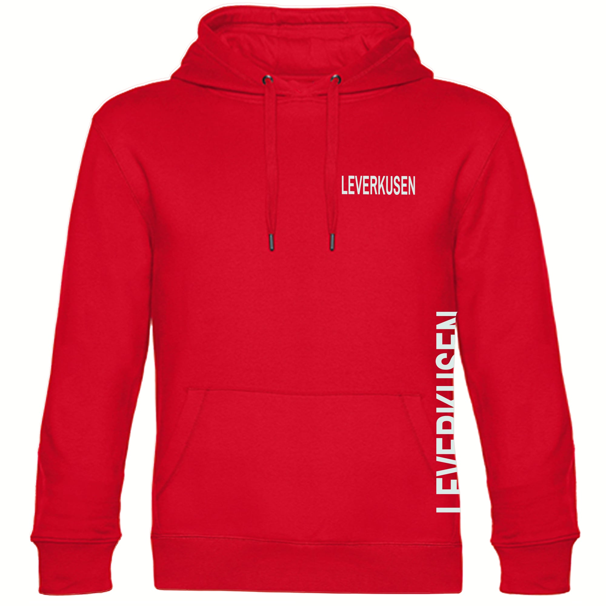 multifanshop Kapuzen Sweatshirt - Leverkusen - Brust & Seite - Druck wei&szlig; - Hoodie - Bild 1
