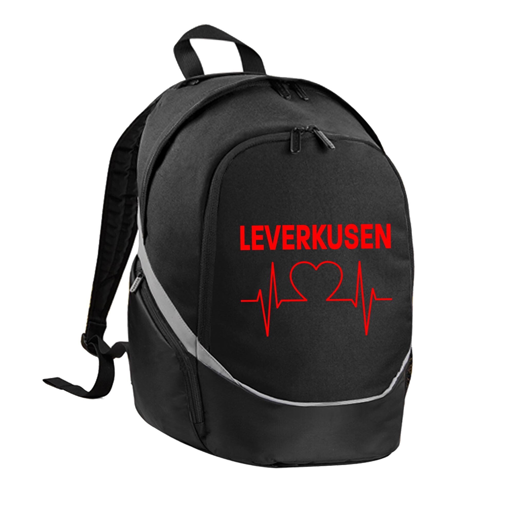 multifanshop Rucksack - Leverkusen - Herzschlag - Druck rot - Tasche - Bild 1