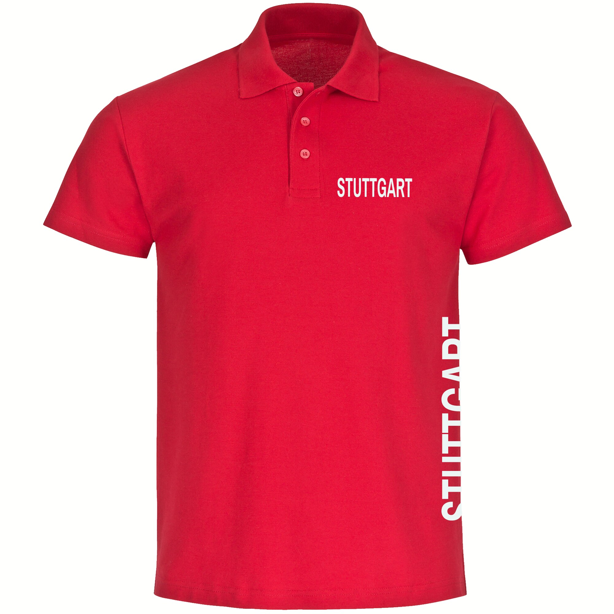 multifanshop Poloshirt - Stuttgart - Brust & Seite - Druck wei&szlig; - Polo - Bild 1