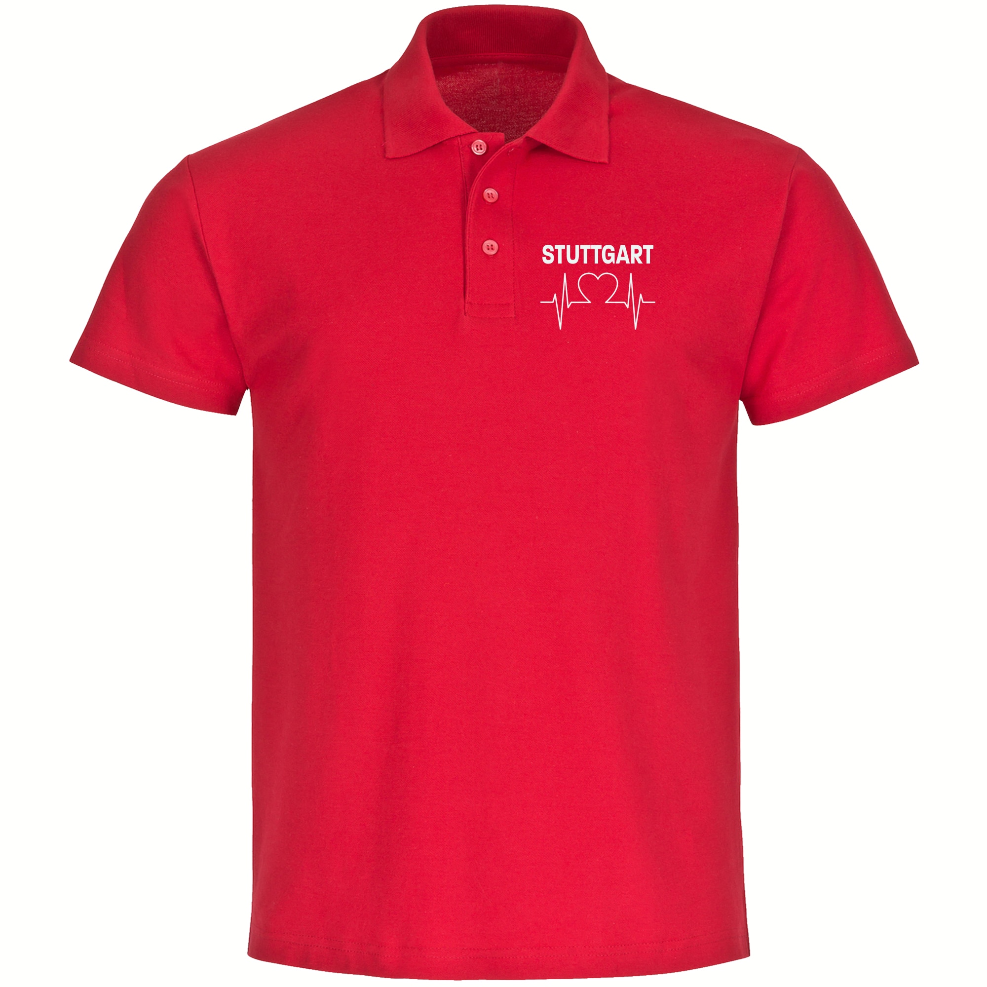 multifanshop Poloshirt - Stuttgart - Herzschlag - Druck wei&szlig; - Polo - Bild 1