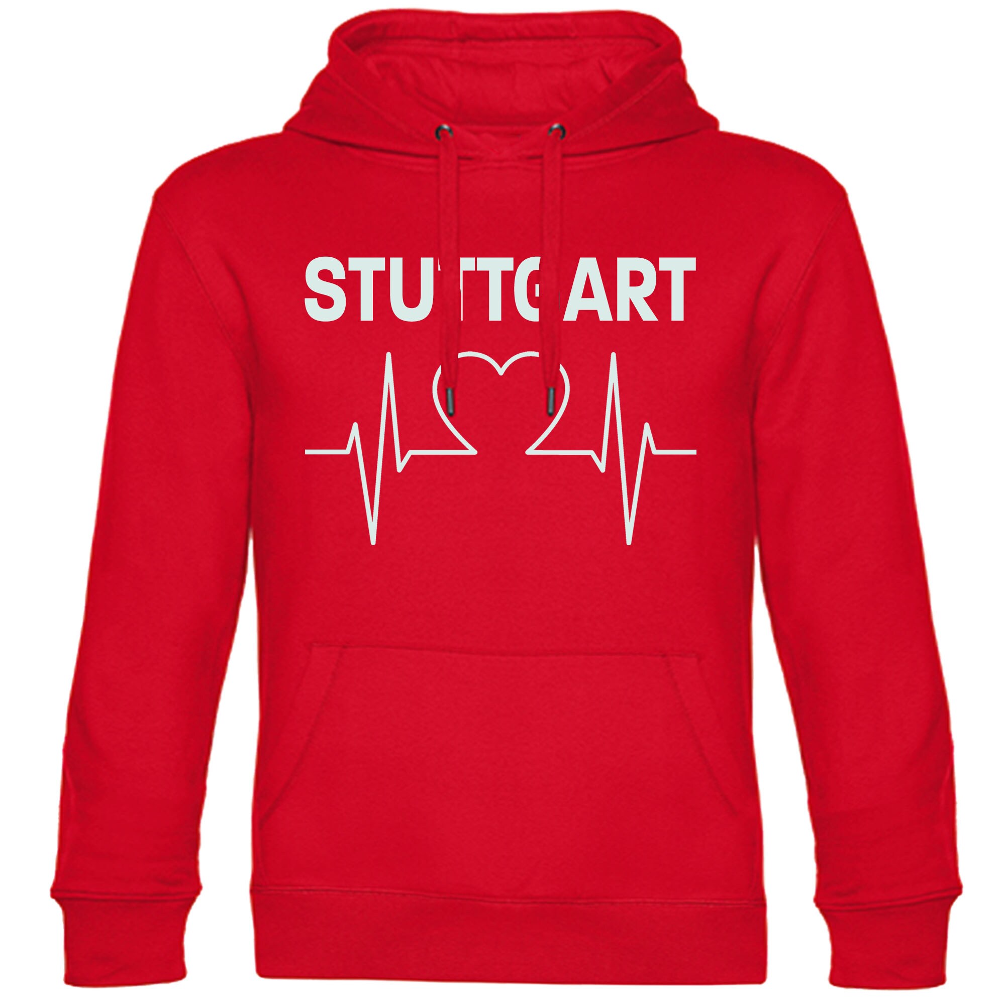 multifanshop Kapuzen Sweatshirt - Stuttgart - Herzschlag - Druck wei&szlig; - Hoodie - Bild 1
