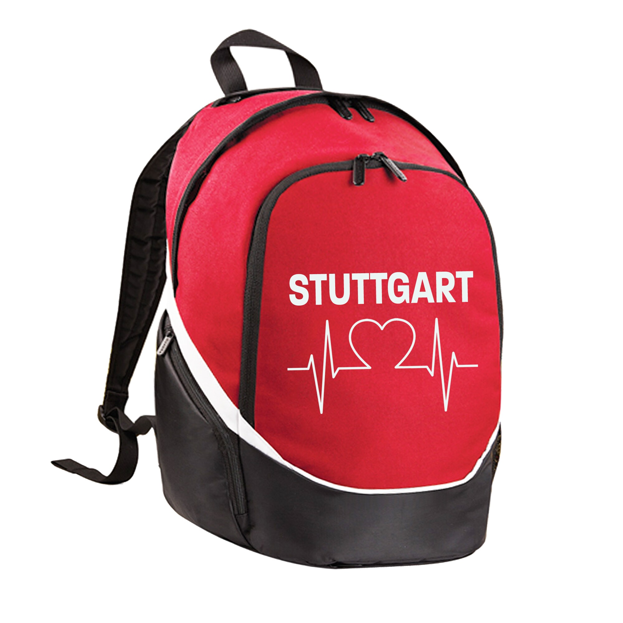 multifanshop Rucksack - Stuttgart - Herzschlag - Druck wei&szlig; - Tasche - Bild 1