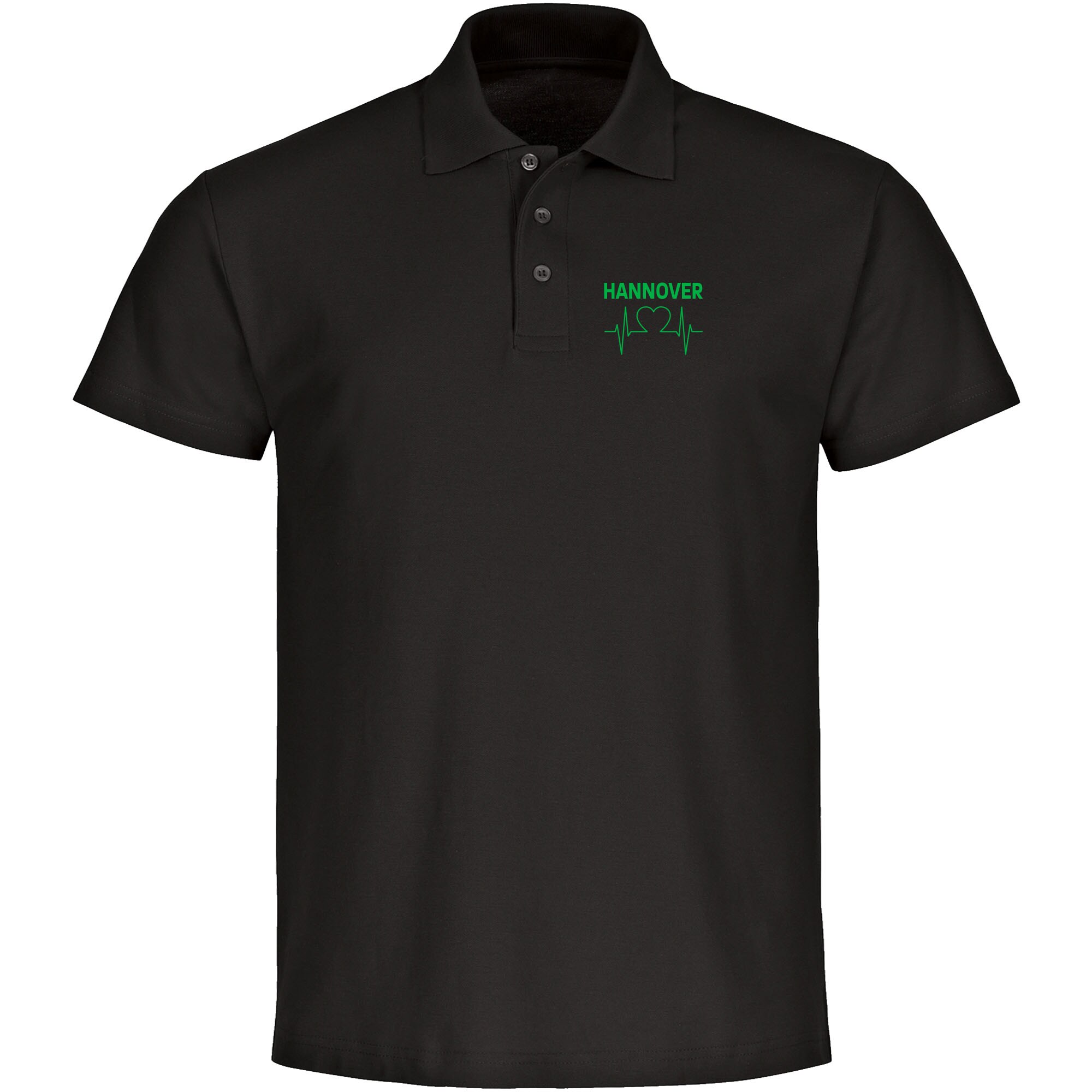 multifanshop Poloshirt - Hannover - Herzschlag - Druck gr&uuml;n - Polo - Bild 1