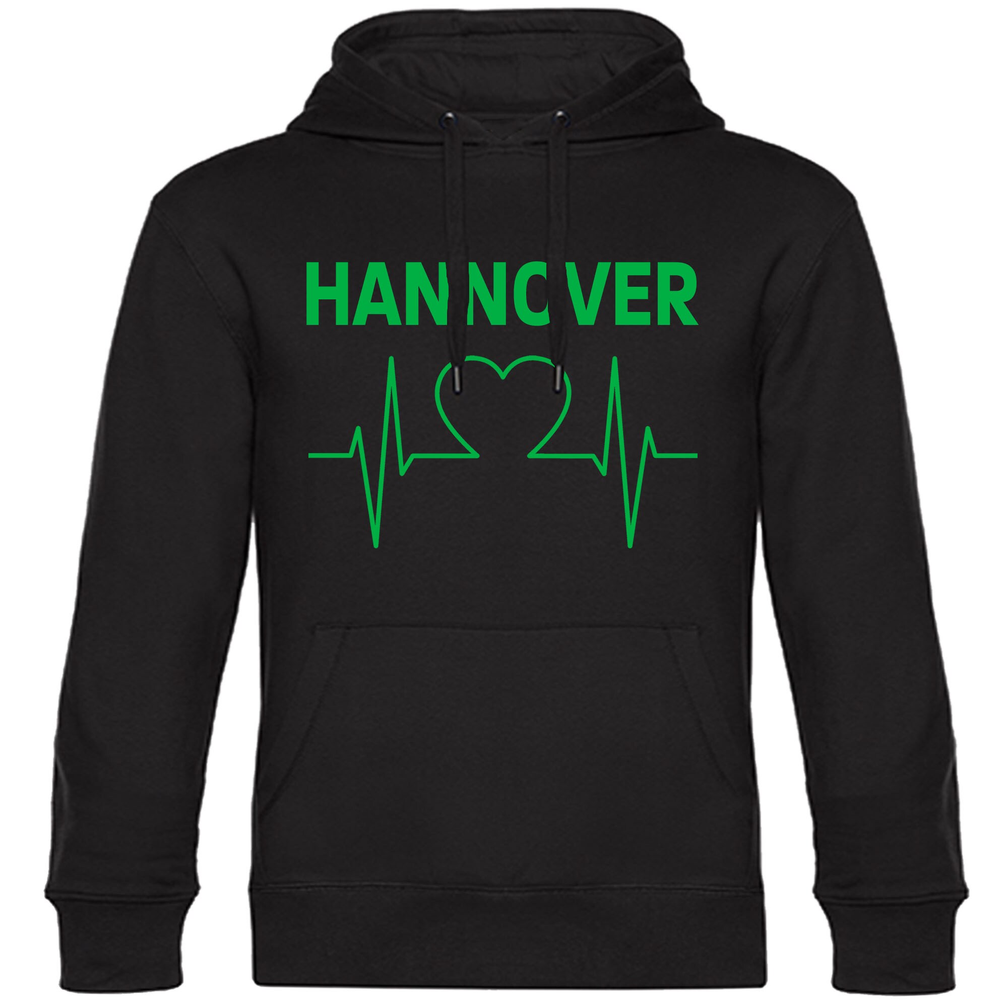 multifanshop Kapuzen Sweatshirt - Hannover - Herzschlag - Druck gr&uuml;n - Hoodie - Bild 1