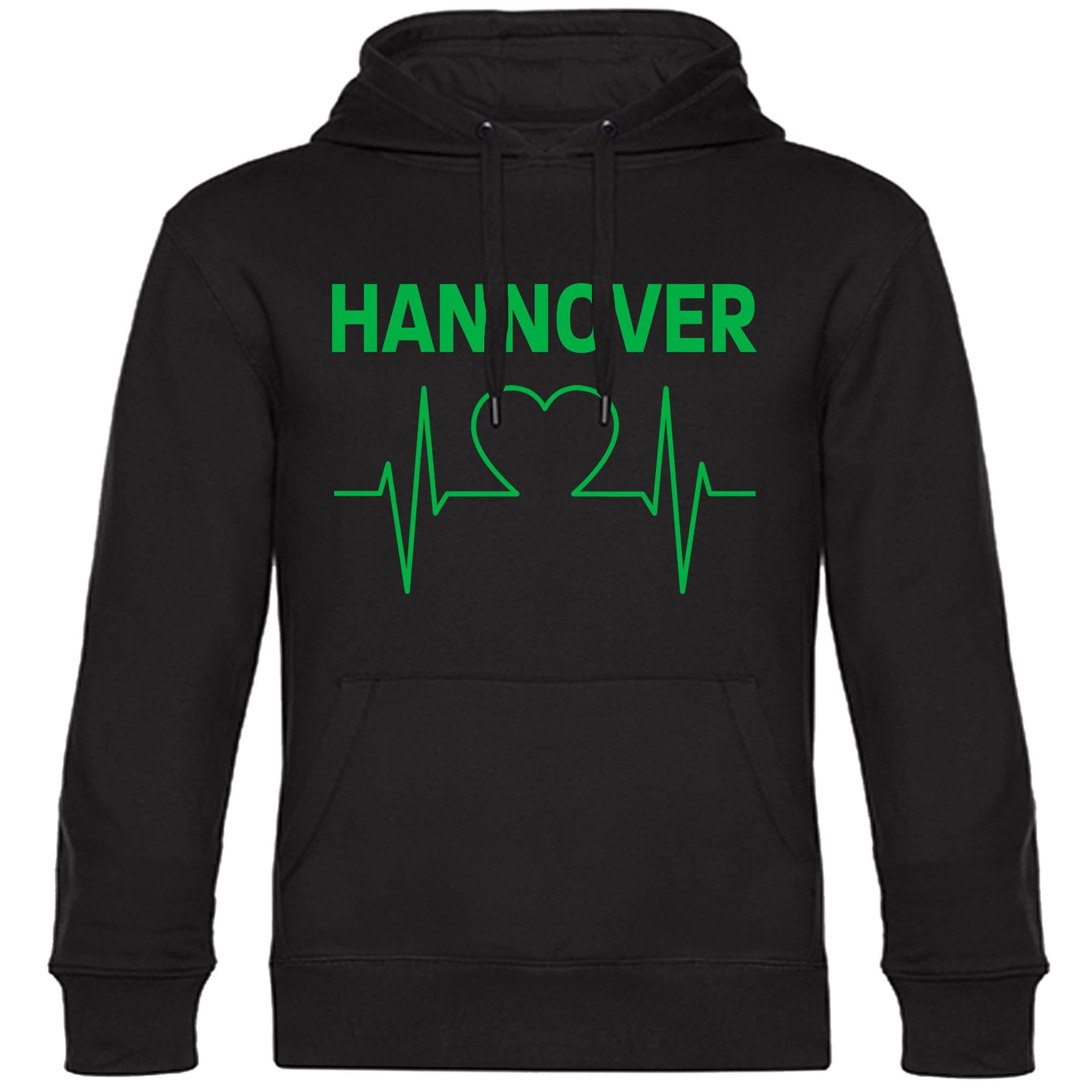 multifanshop Kapuzen Sweatshirt - Hannover - Herzschlag - Druck gr&uuml;n - Hoodie - Bild 1